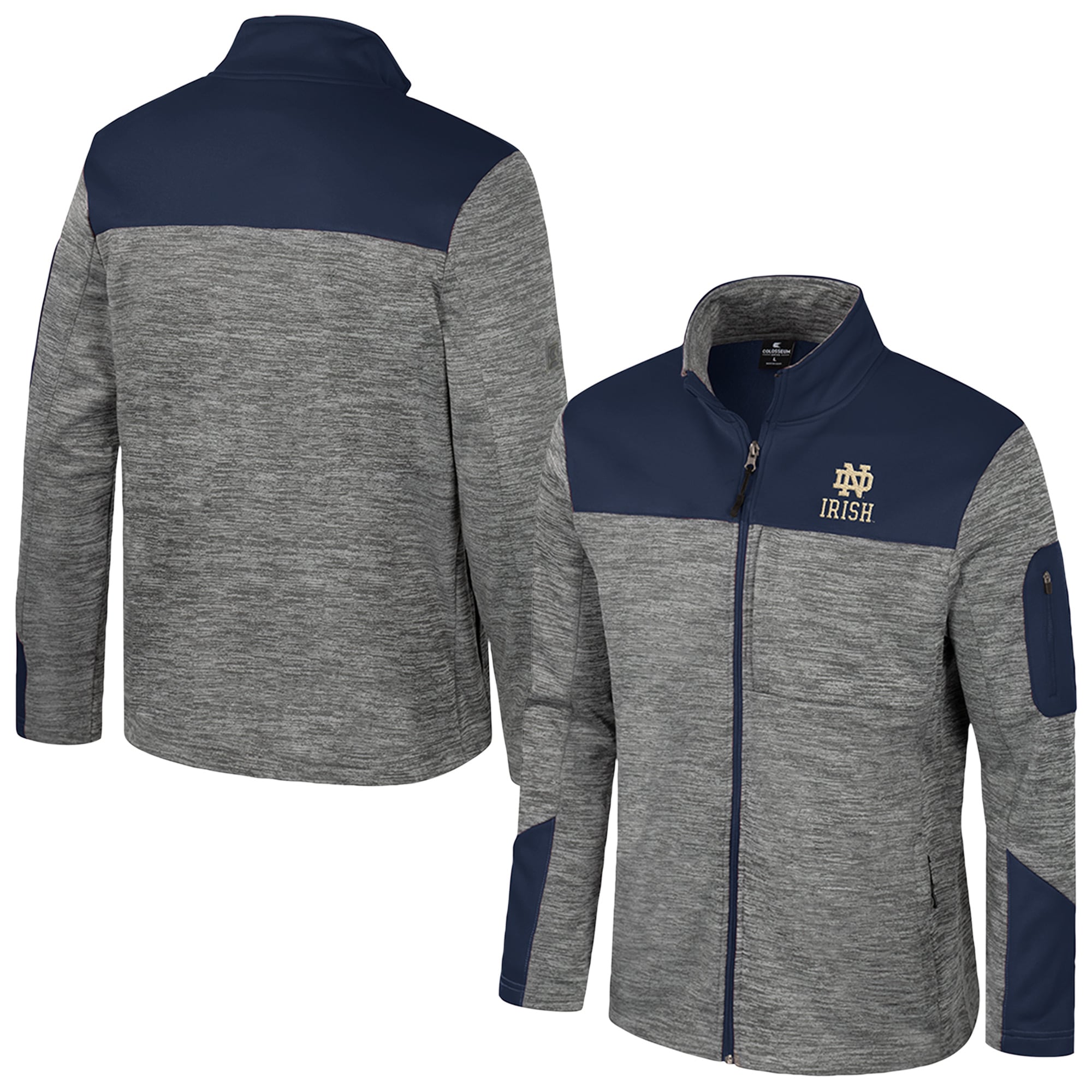 Men's Colosseum Gray/Navy Notre Dame Fighting Irish Guard Full-Zip Jacket