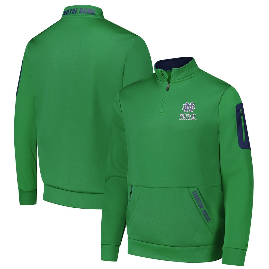 Mainframe Operator Jacket Men's Colosseum Green Notre Dame Fighting Irish Mainframe Quarter-Zip ...