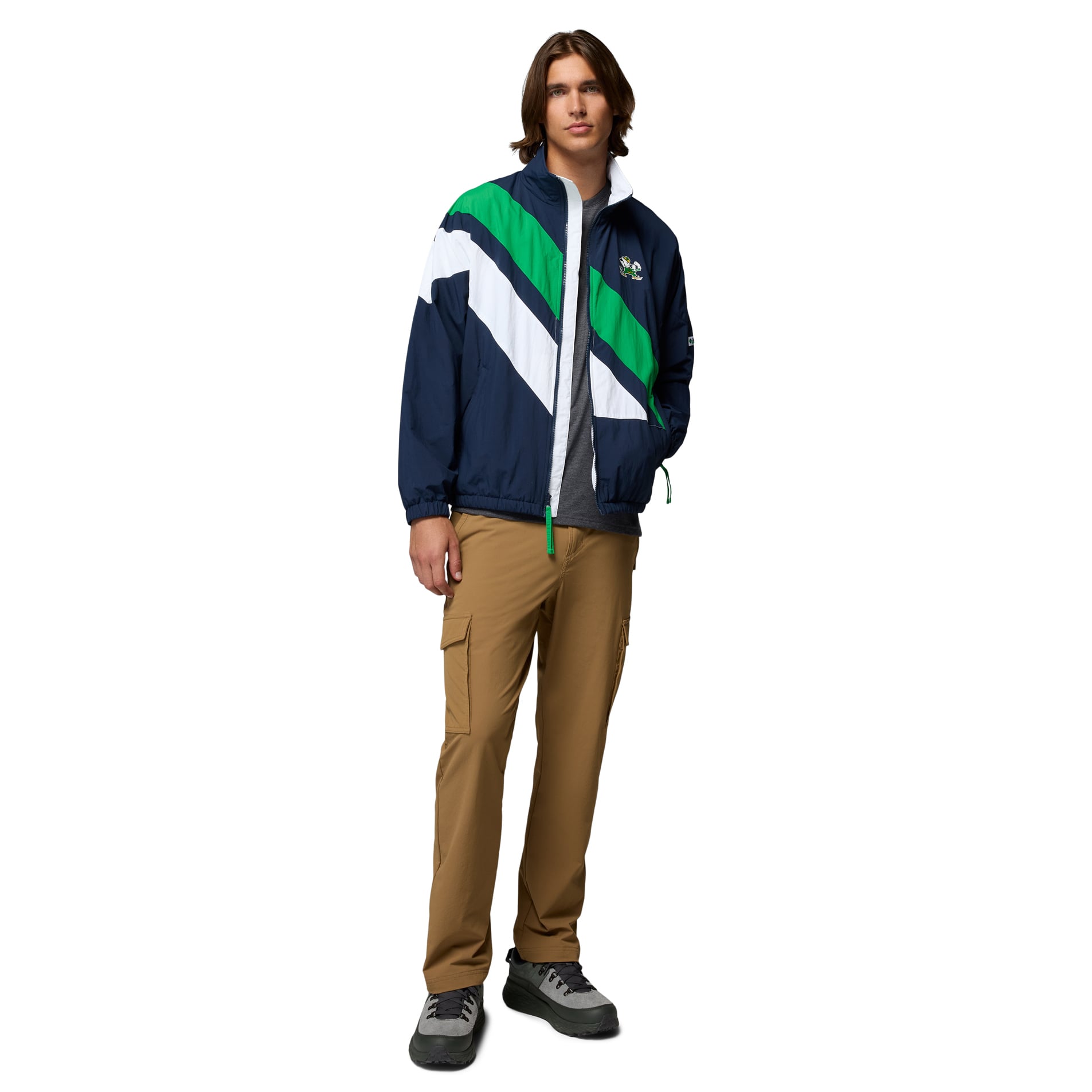 Men's Columbia Navy Notre Dame Fighting Irish Reventure Full-Zip Windbreaker Omni-Shield Jacket