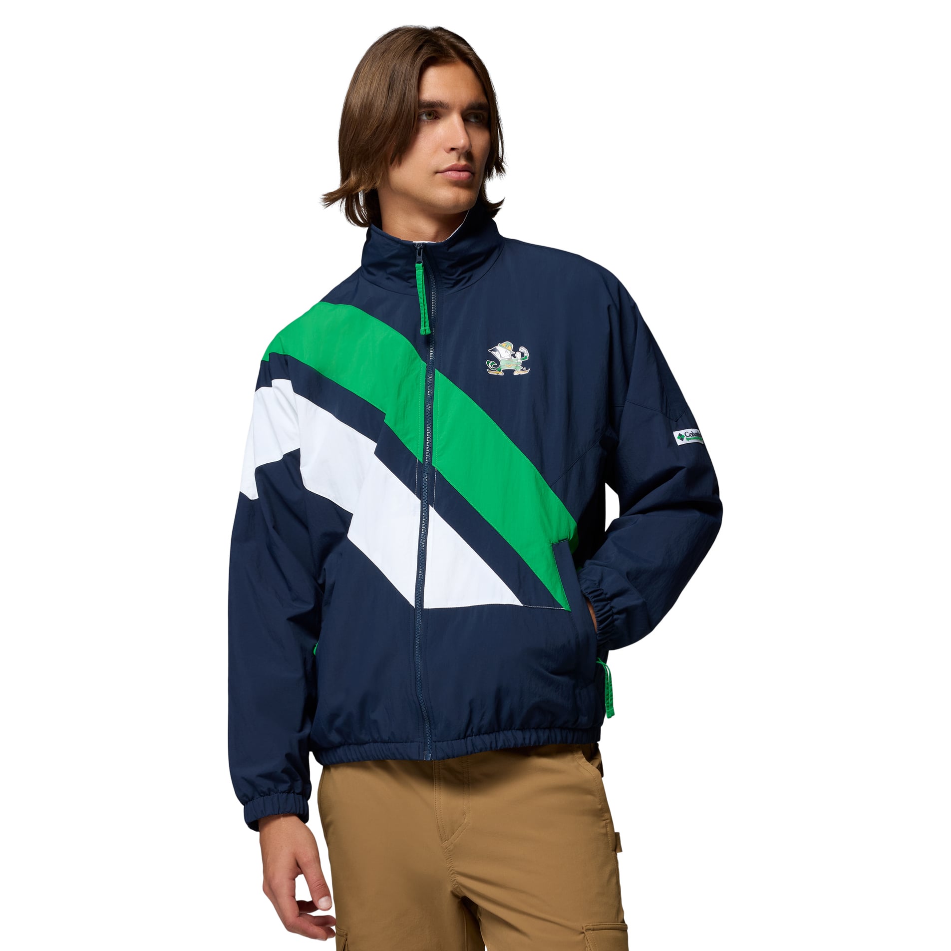 Men's Columbia Navy Notre Dame Fighting Irish Reventure Full-Zip Windbreaker Omni-Shield Jacket