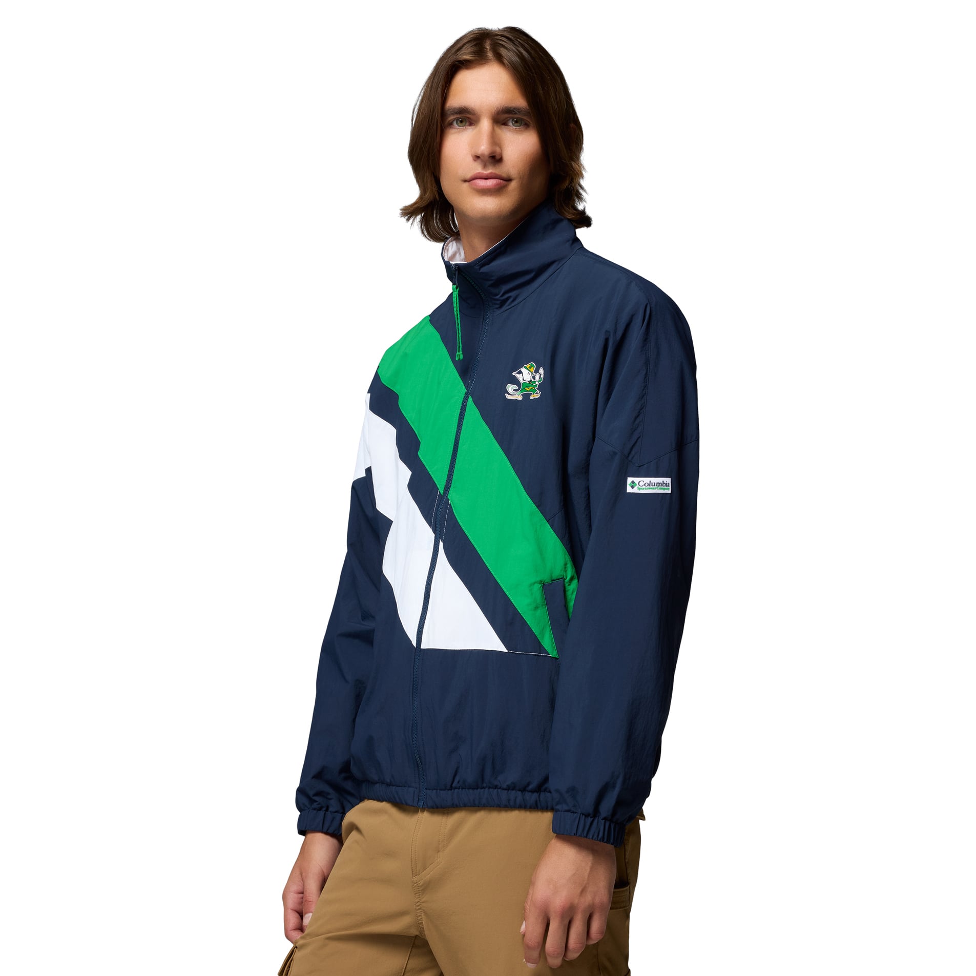 Men's Columbia Navy Notre Dame Fighting Irish Reventure Full-Zip Windbreaker Omni-Shield Jacket