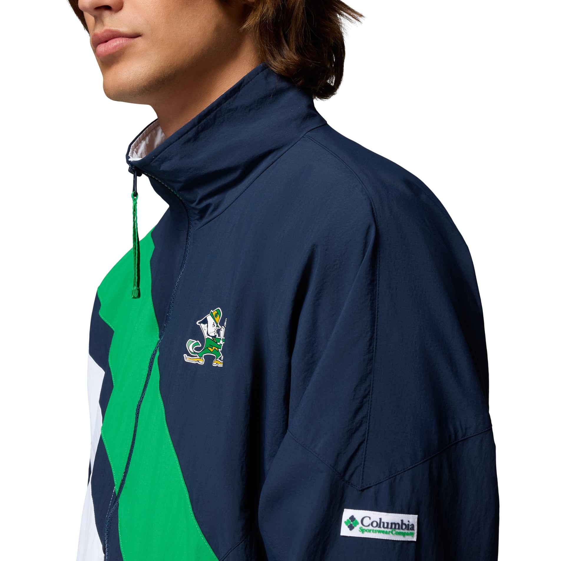 Men's Columbia Navy Notre Dame Fighting Irish Reventure Full-Zip Windbreaker Omni-Shield Jacket