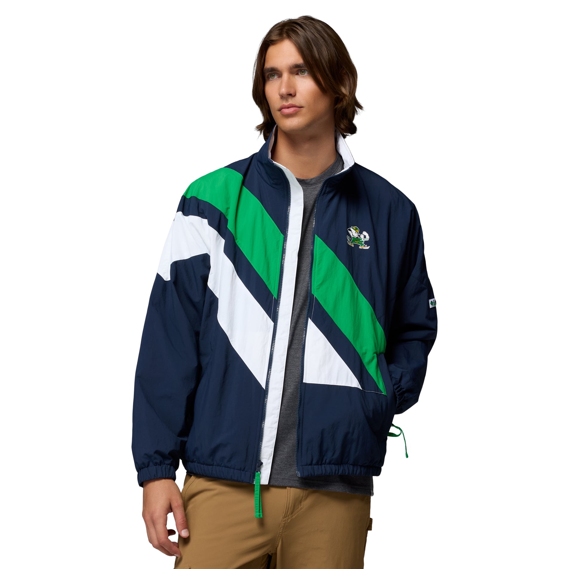 Men's Columbia Navy Notre Dame Fighting Irish Reventure Full-Zip Windbreaker Omni-Shield Jacket