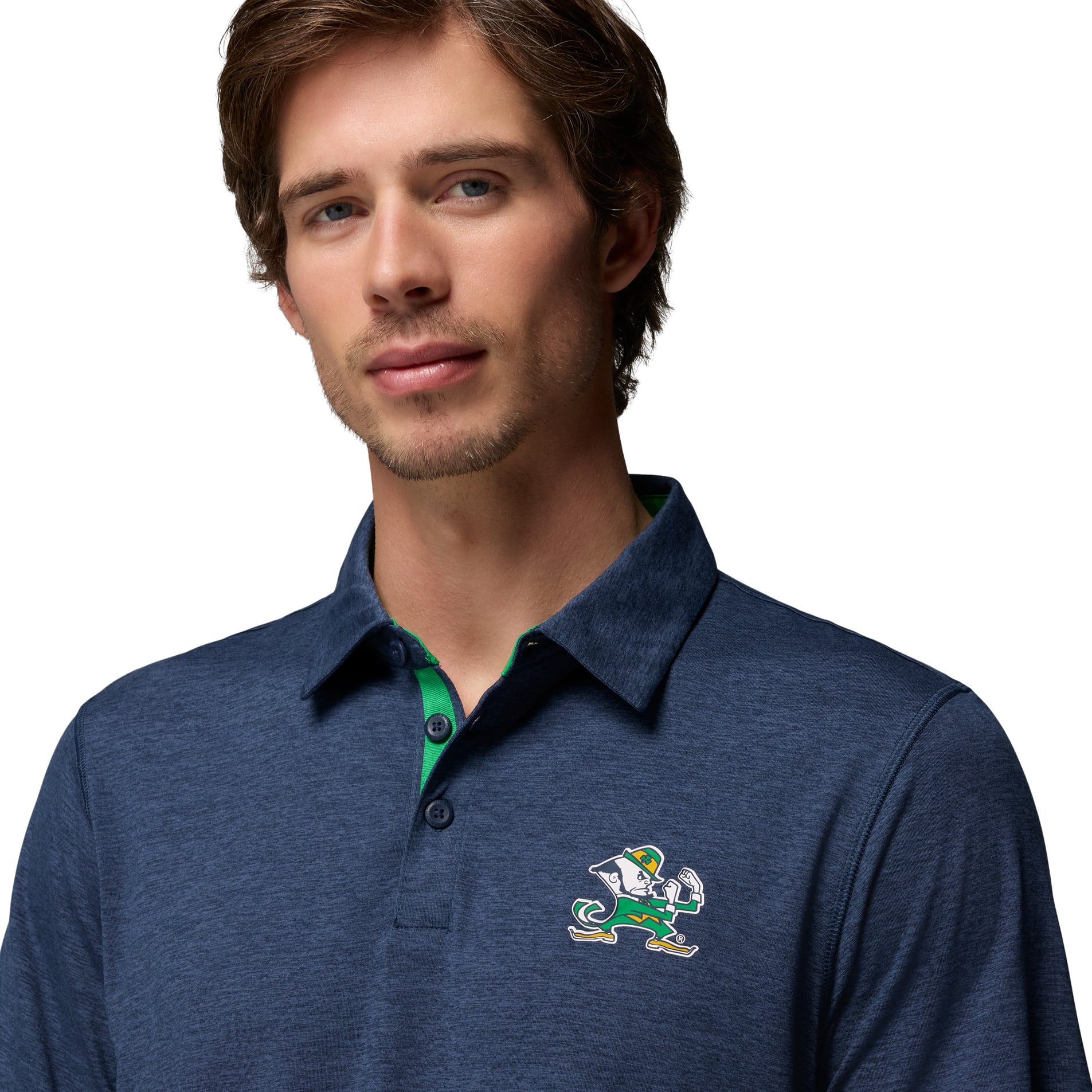Men's Columbia Navy Notre Dame Fighting Irish Trail Omni-Shade Polo