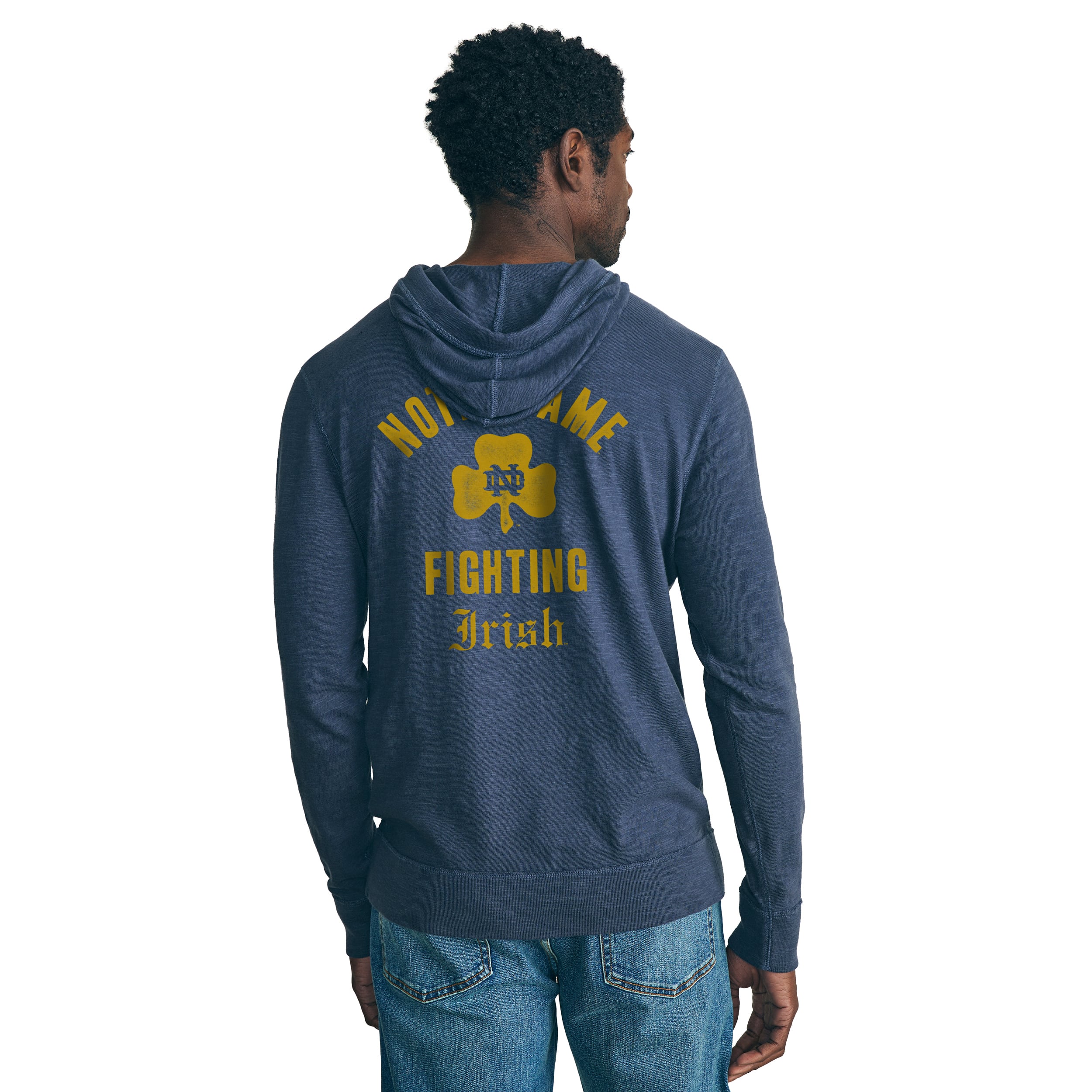 Sweat à capuche FAHERTY bleu marine Notre Dame Fighting Irish pour homme