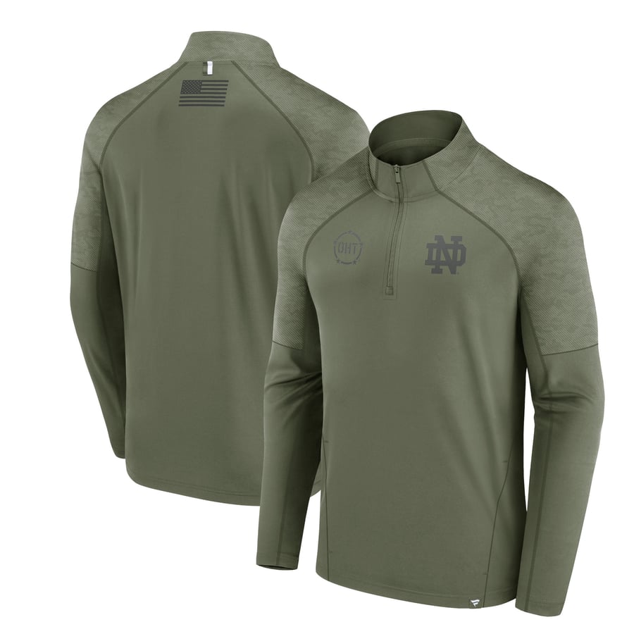 Oht Raglan Gray Men's Fanatics Branded Olive Notre Dame Fighting Irish OHT Military ...
