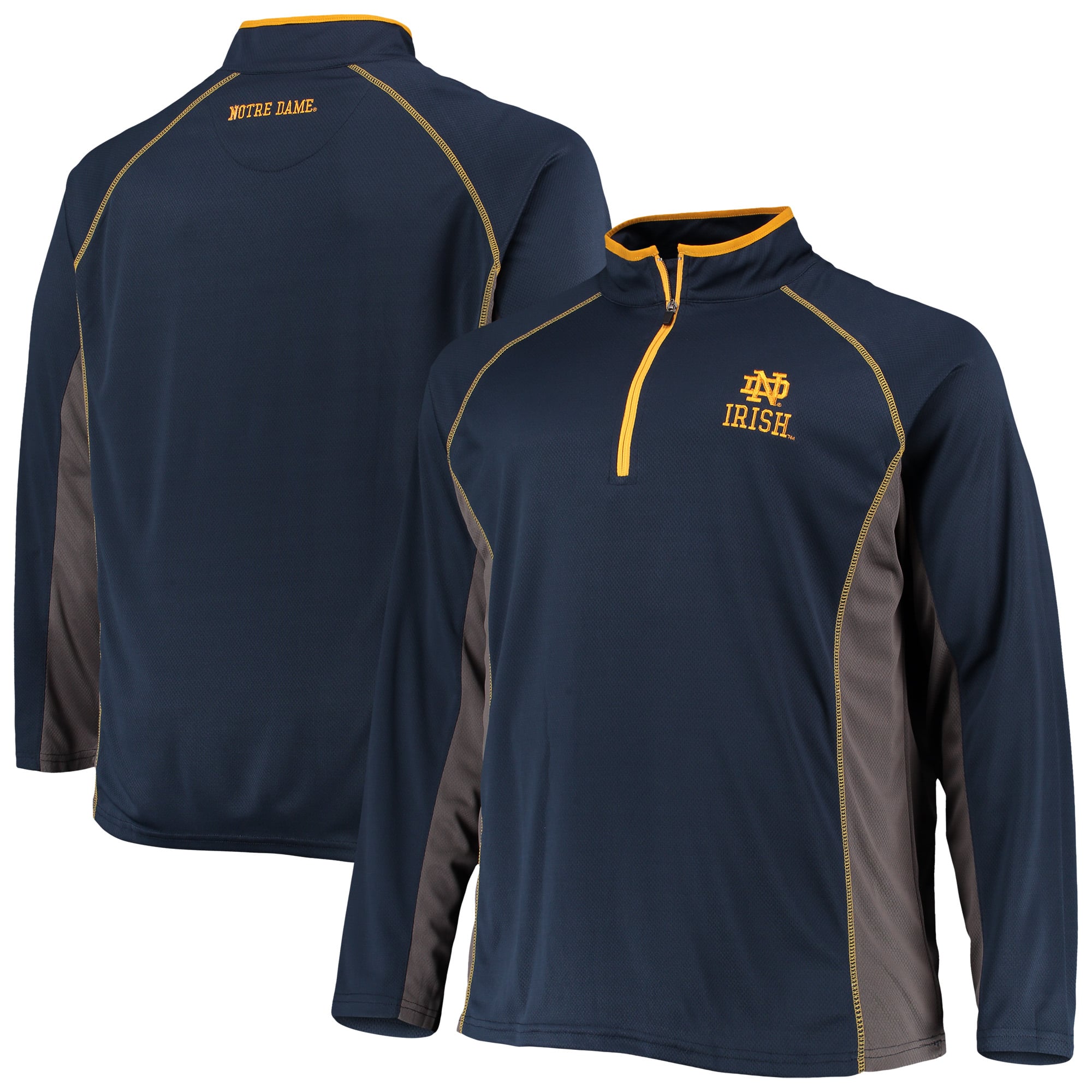 Veste raglan à quart de zip Fanatics Navy Notre Dame Fighting Irish pour homme, grandes tailles
