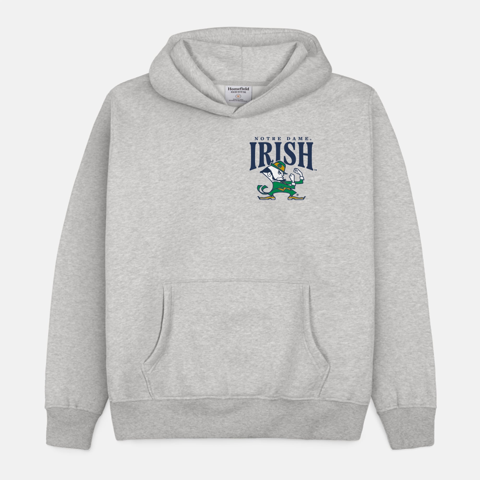 Sweat à capuche Homefield gris pour homme, modèle Heavyweight de l'équipe football américain des Fighting Irish Notre Dame.