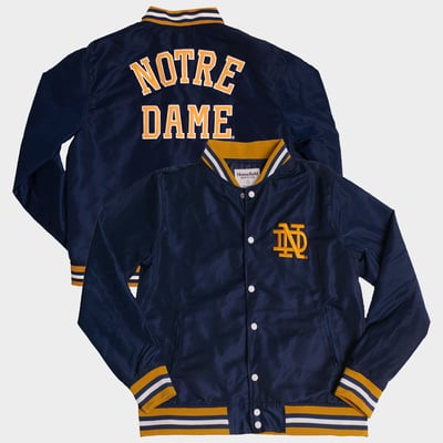  Notre Dame Fighting Irish Homefield Arched Type Full-Snap Bomber Jacket - Navy