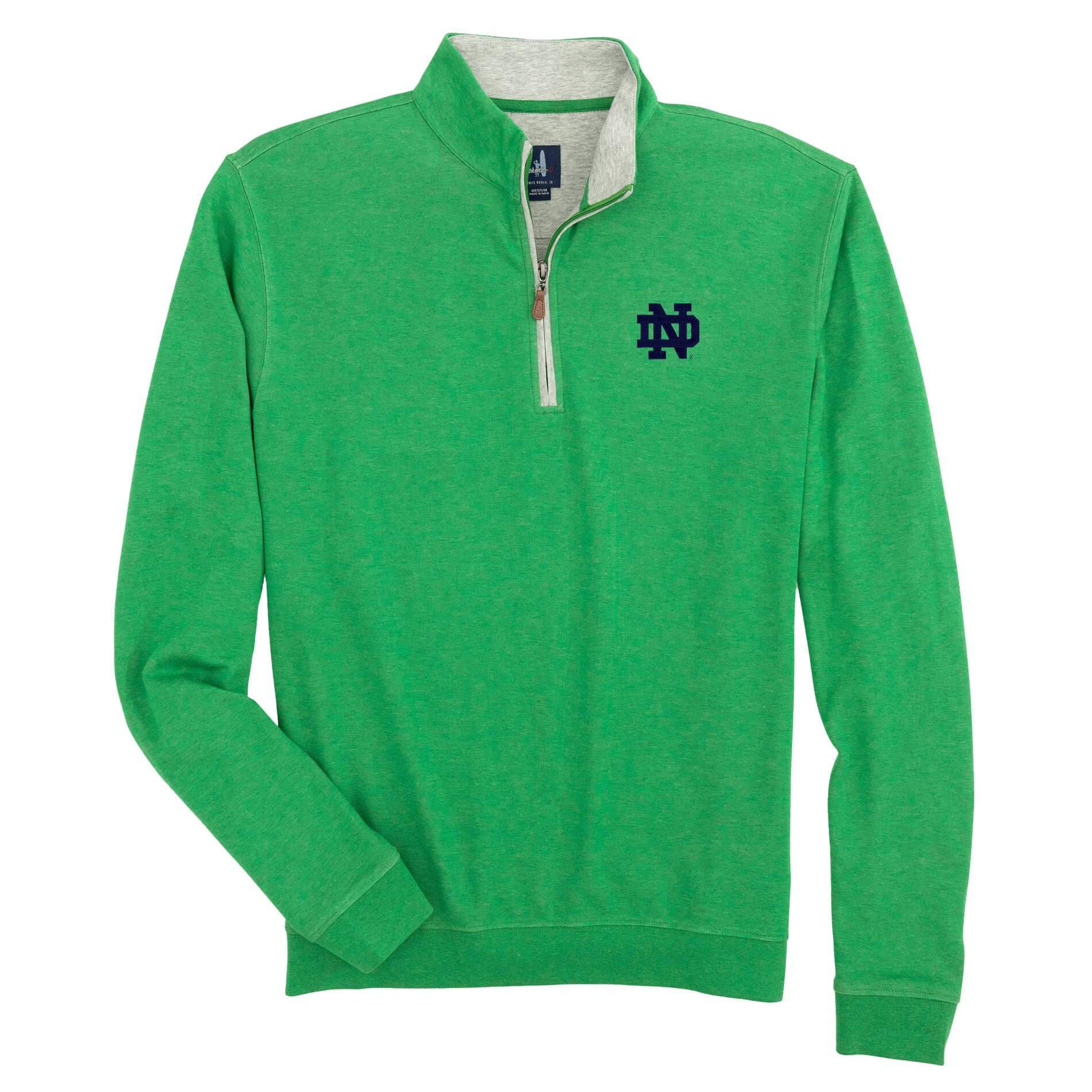 Pull-over à col zippé 1/4 vert johnnie-O Notre Dame Fighting Irish Sully Tri-Blend pour homme