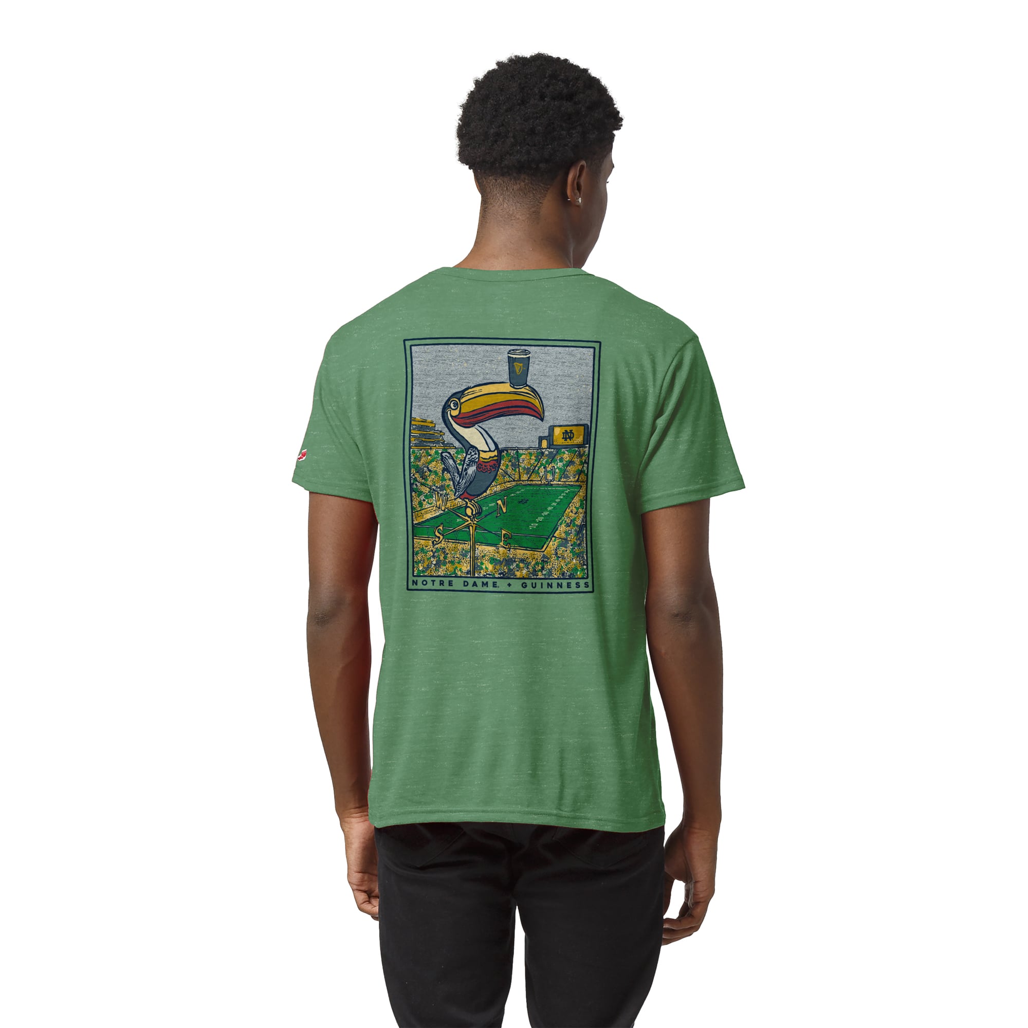 T-shirt Men's League Collegiate Wear Heather Kelly Green Notre Dame Fighting Irish Guinness Toucan Victory Falls Tri-Blend