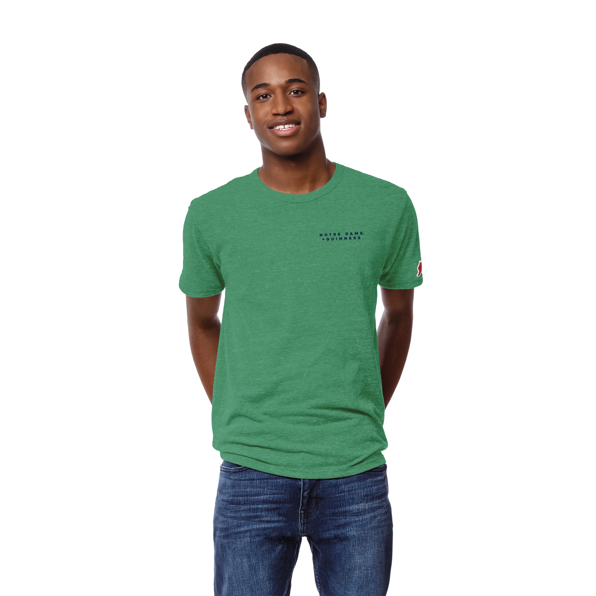 T-shirt Men's League Collegiate Wear Heather Kelly Green Notre Dame Fighting Irish Guinness Toucan Victory Falls Tri-Blend