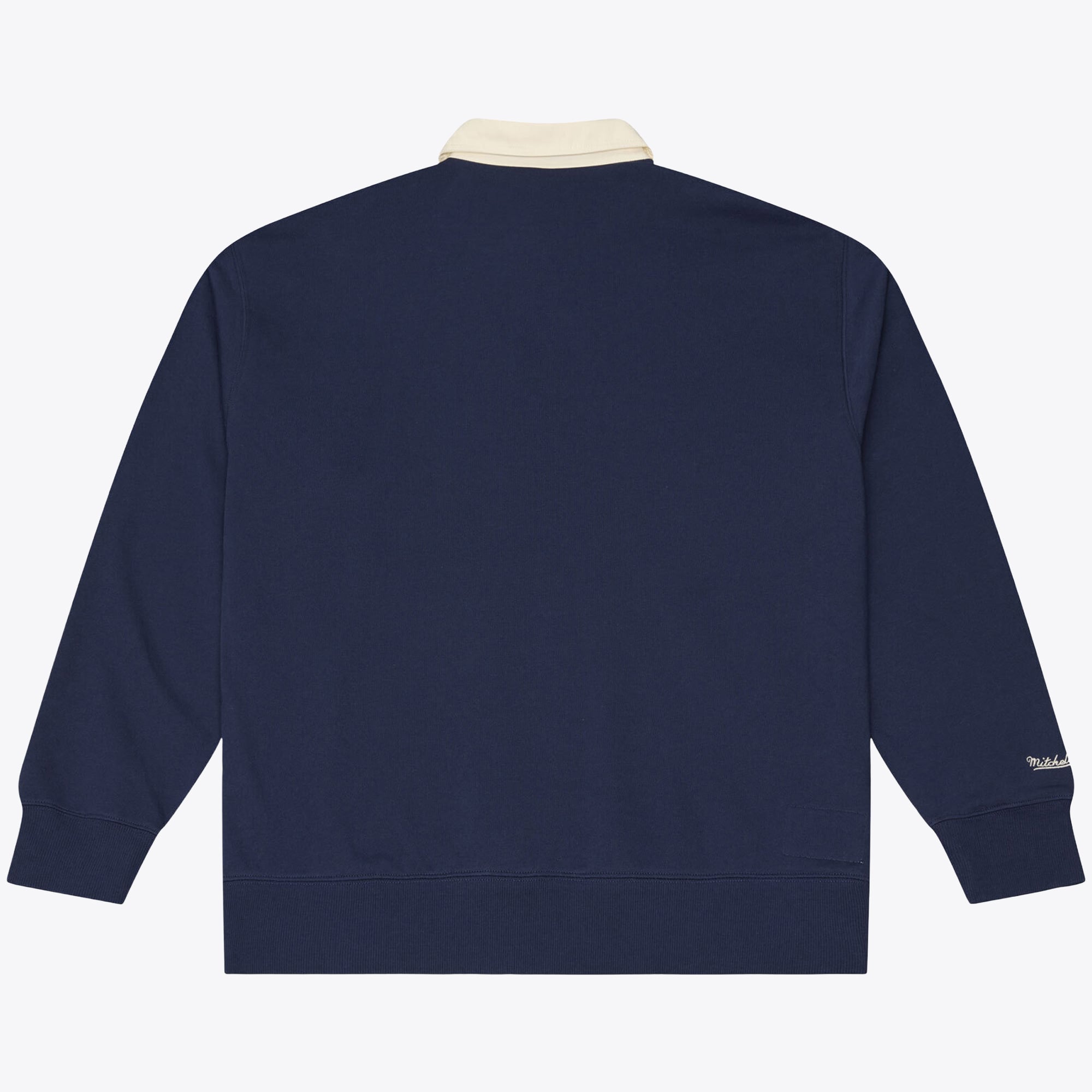 Men's Mitchell & Ness Navy Notre Dame Fighting Irish Retro Roots French Terry Fleece Polo