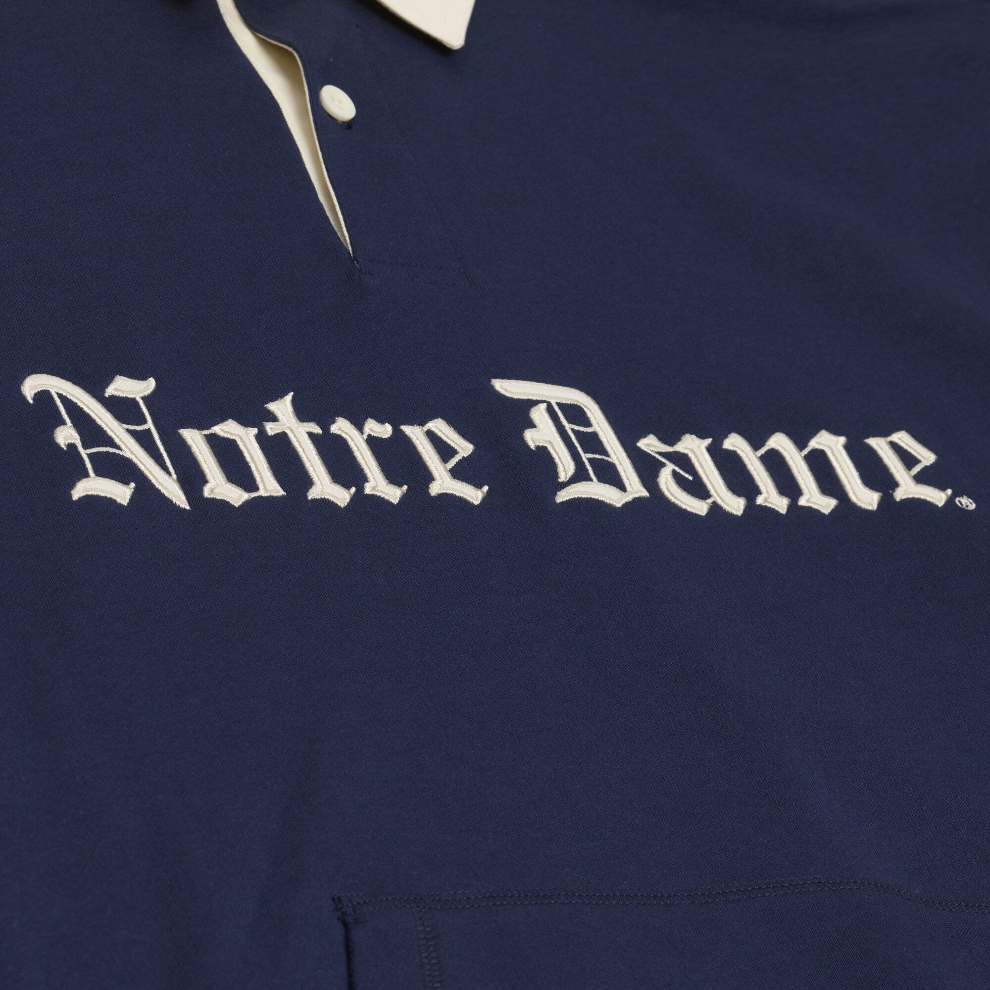 Men's Mitchell & Ness Navy Notre Dame Fighting Irish Retro Roots French Terry Fleece Polo