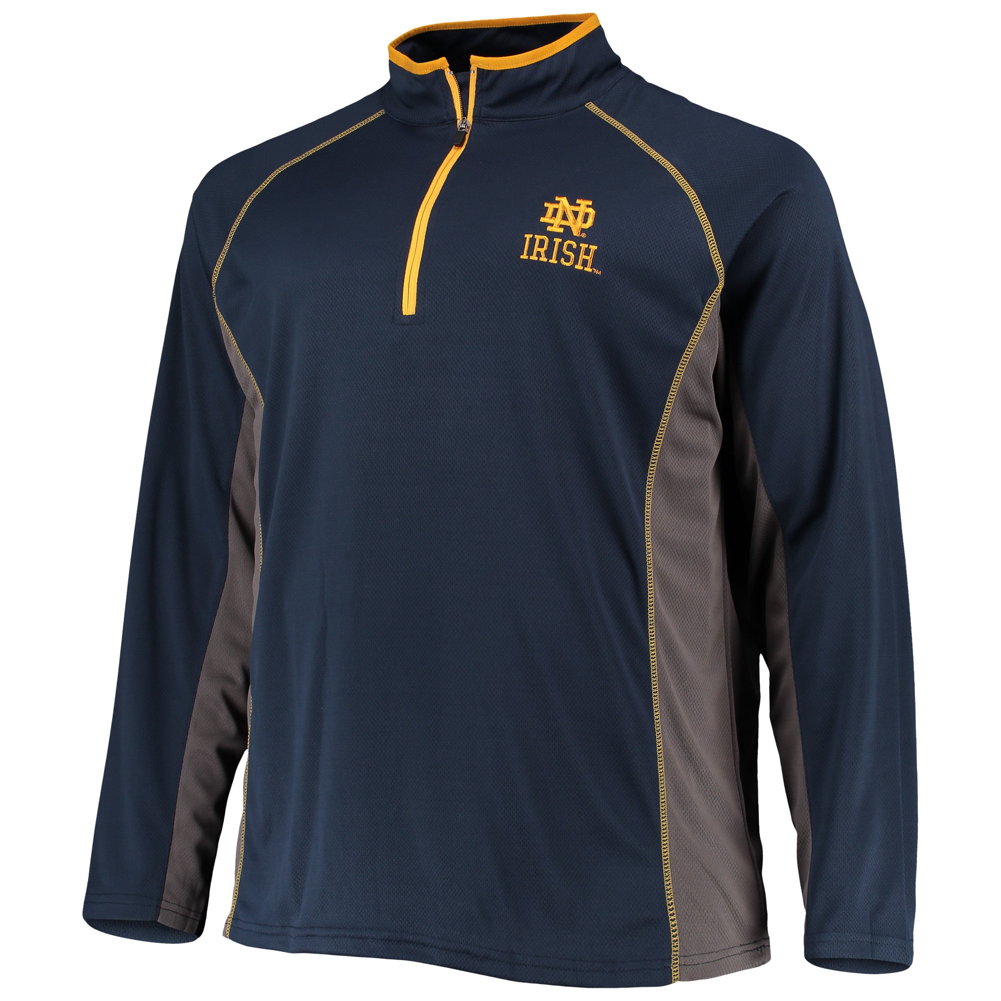Men's Navy Notre Dame Fighting Irish Big & Tall Textured Raglan Quarter-Zip Jacket