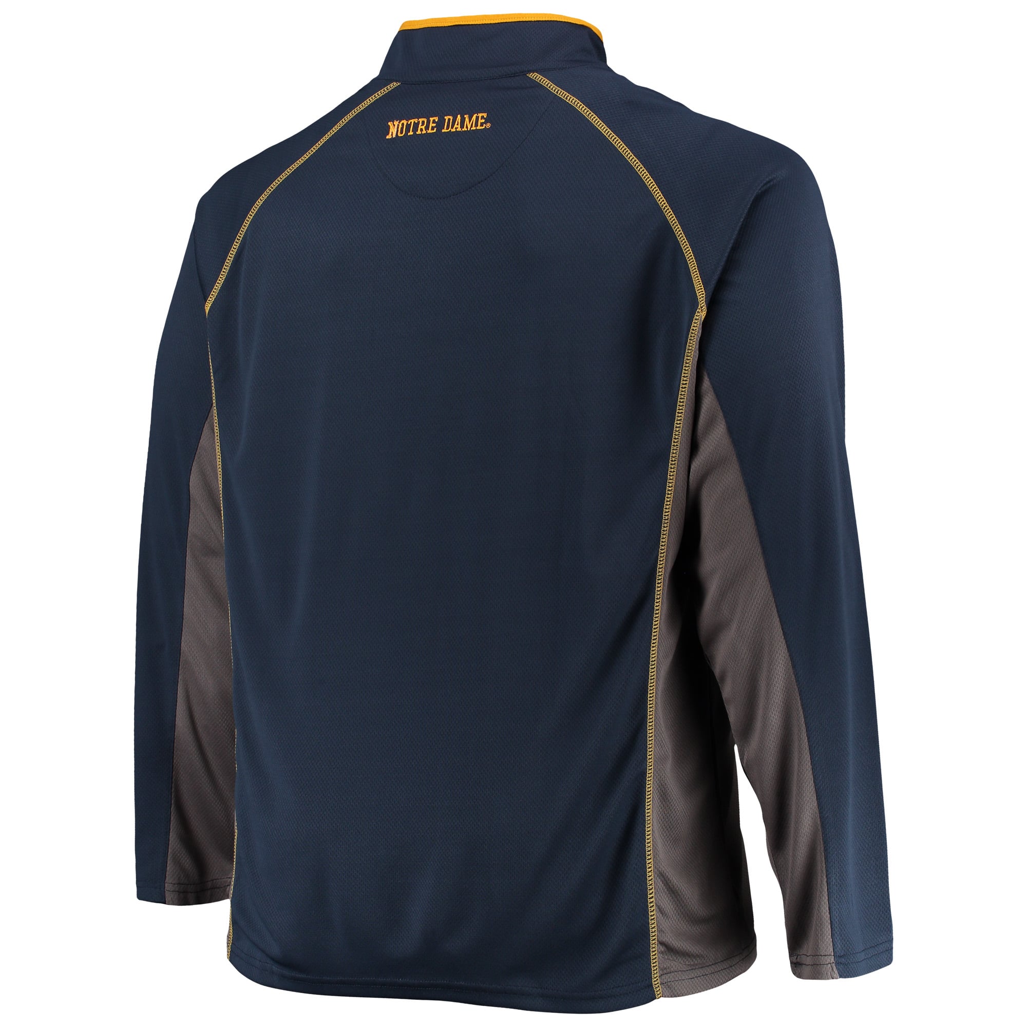 Men's Navy Notre Dame Fighting Irish Big & Tall Textured Raglan Quarter-Zip Jacket