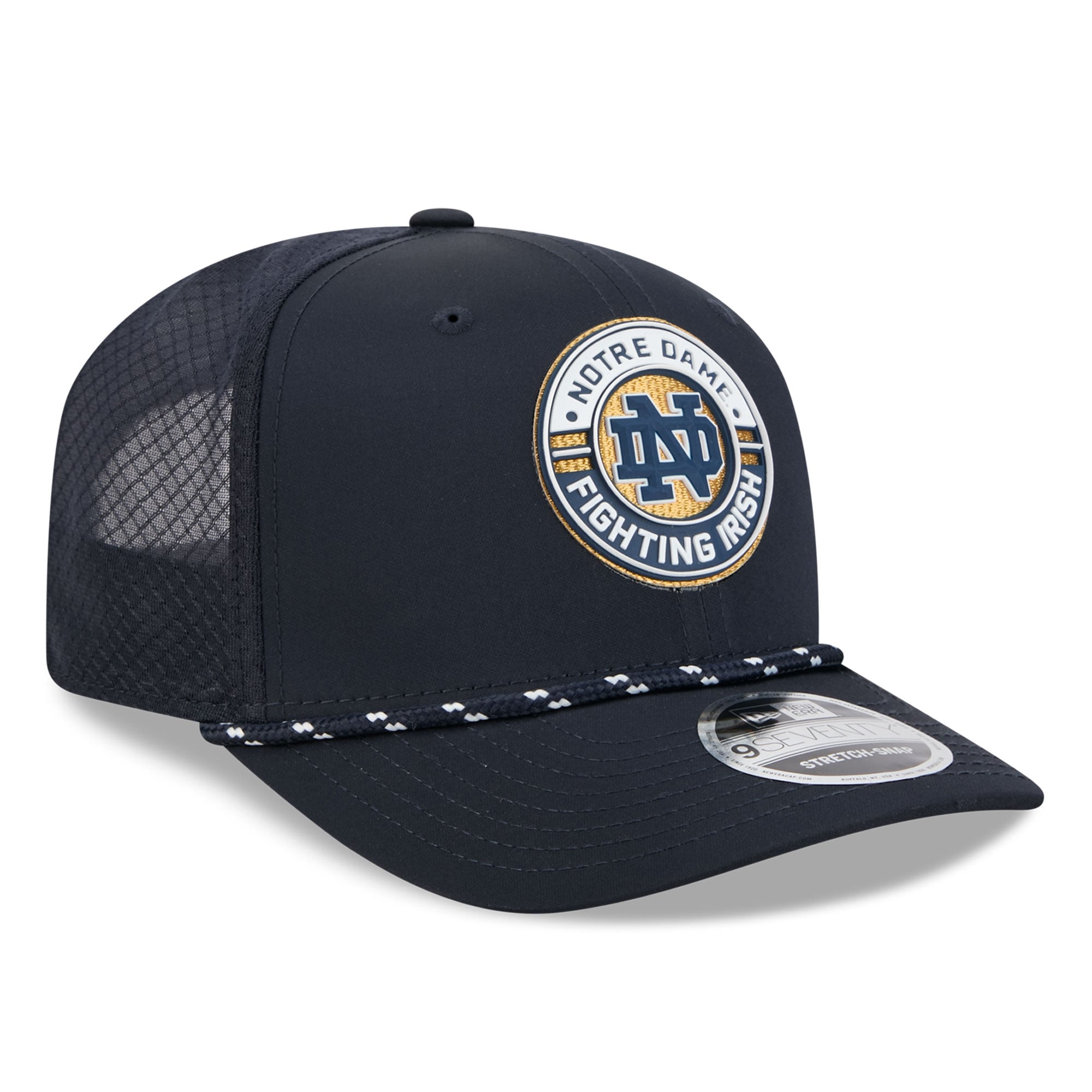 Men's New Era  Navy Notre Dame Fighting Irish Rope 9SEVENTY Adjustable Hat