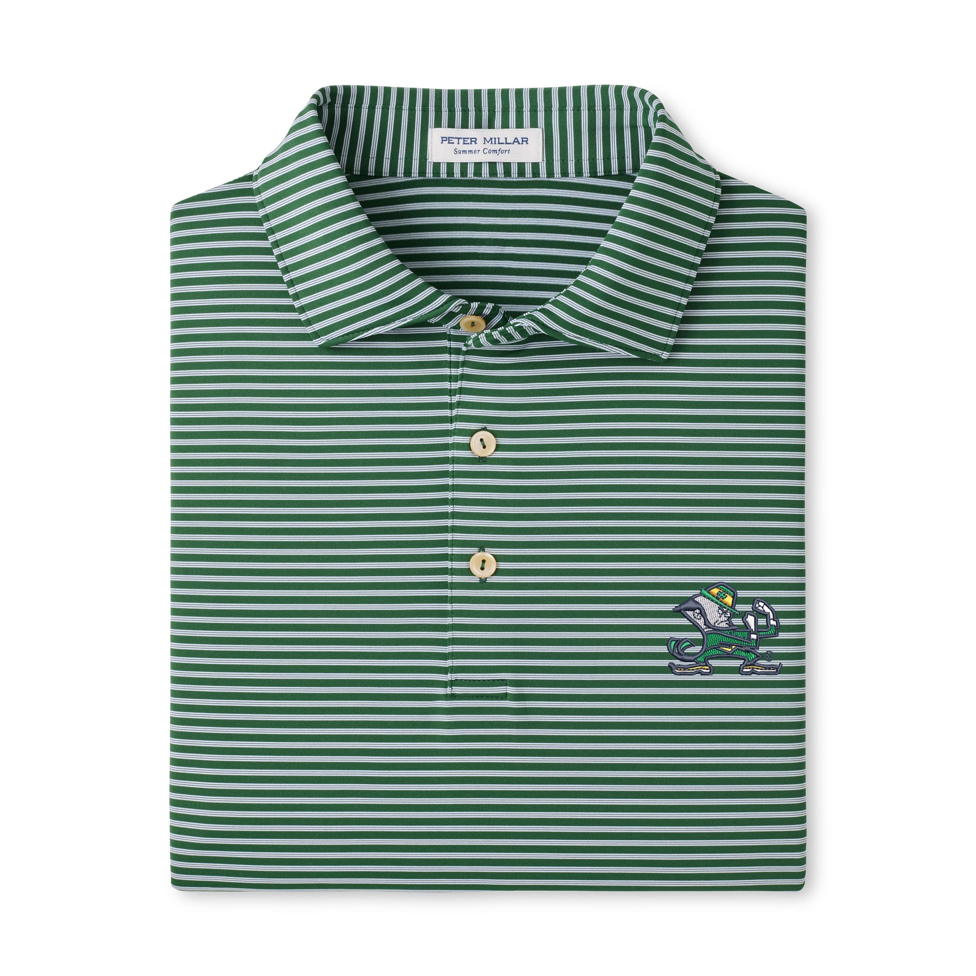 Polo rayé Peter Millar bleu marine Notre Dame Fighting Irish Tiebreaker Performance pour homme