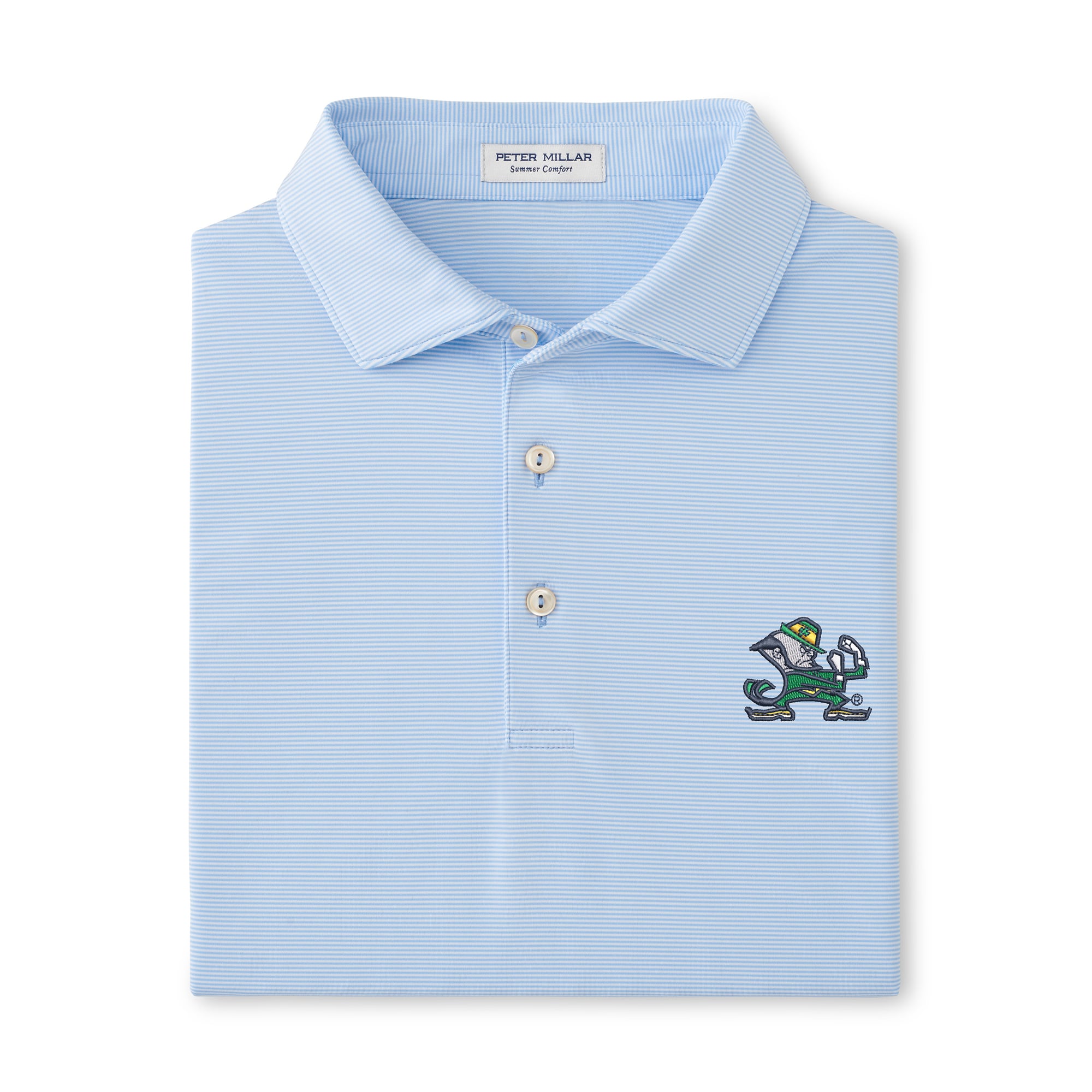 Polo de performance Peter Millar bleu clair Notre Dame Fighting Irish Jubilee pour homme