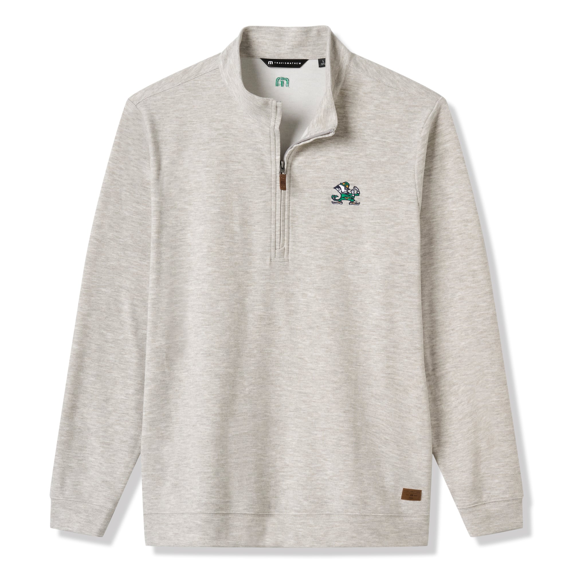 Men's TravisMathew Heather Gray Notre Dame Fighting Irish Cloud Home Game Quarter-Zip Tri-Blend Pullover