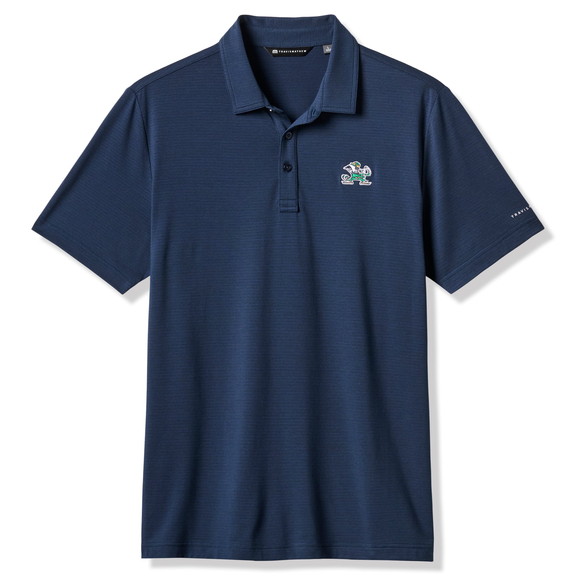 Men's TravisMathew Navy Notre Dame Fighting Irish Halftime Show Heater Tri-Blend Polo