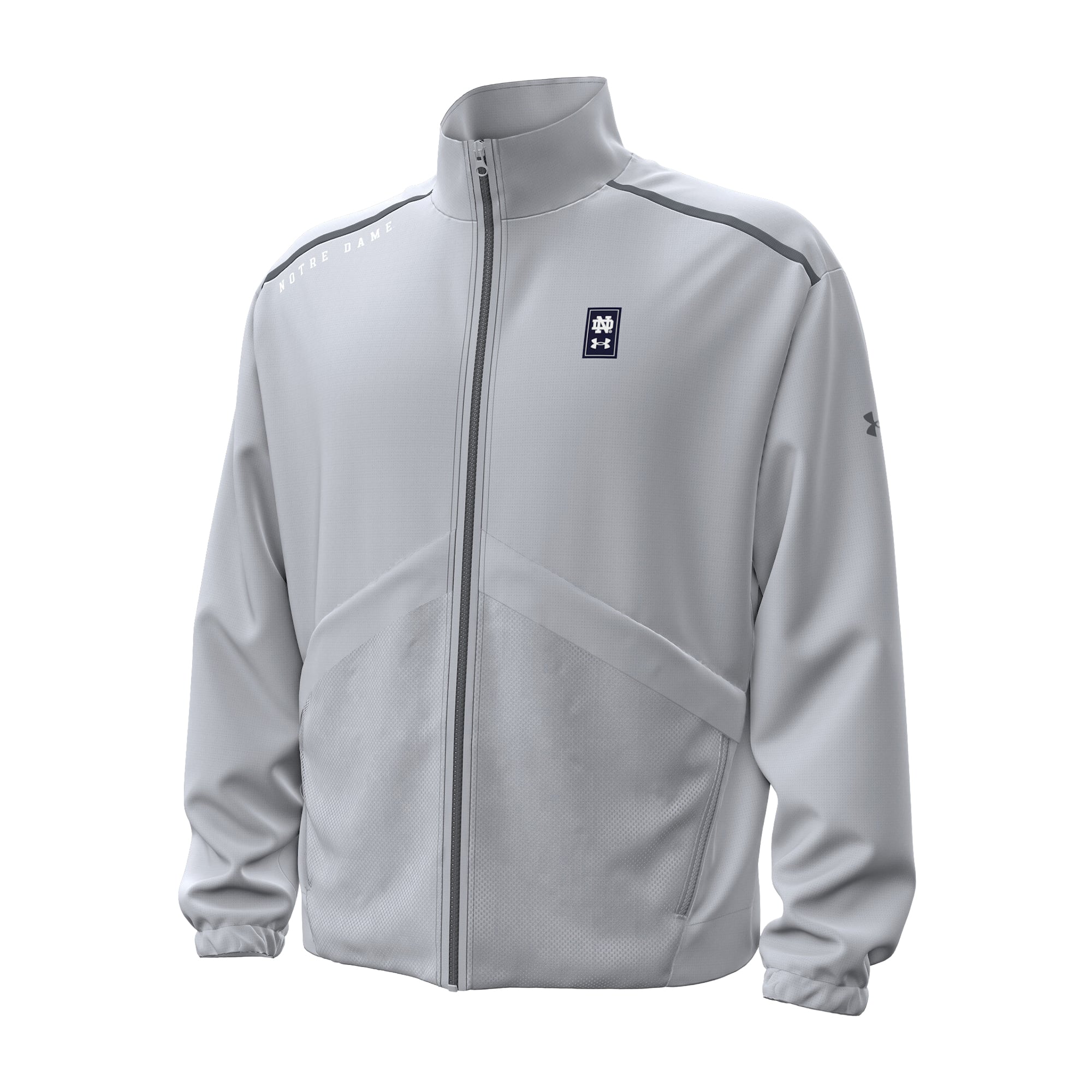 Men's Under Armour Gray Notre Dame Fighting Irish 2026 Sideline Unstoppable Woven Full-Zip Jacket