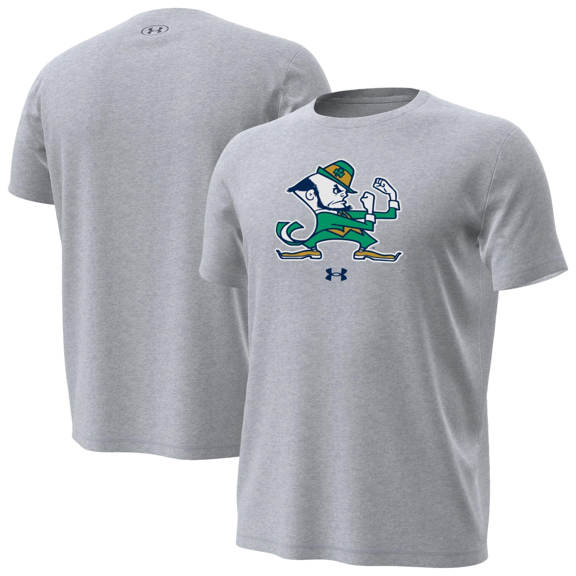 Men's Under Armour Gray Notre Dame Fighting Irish Leprechaun Tech Stretch T-Shirt