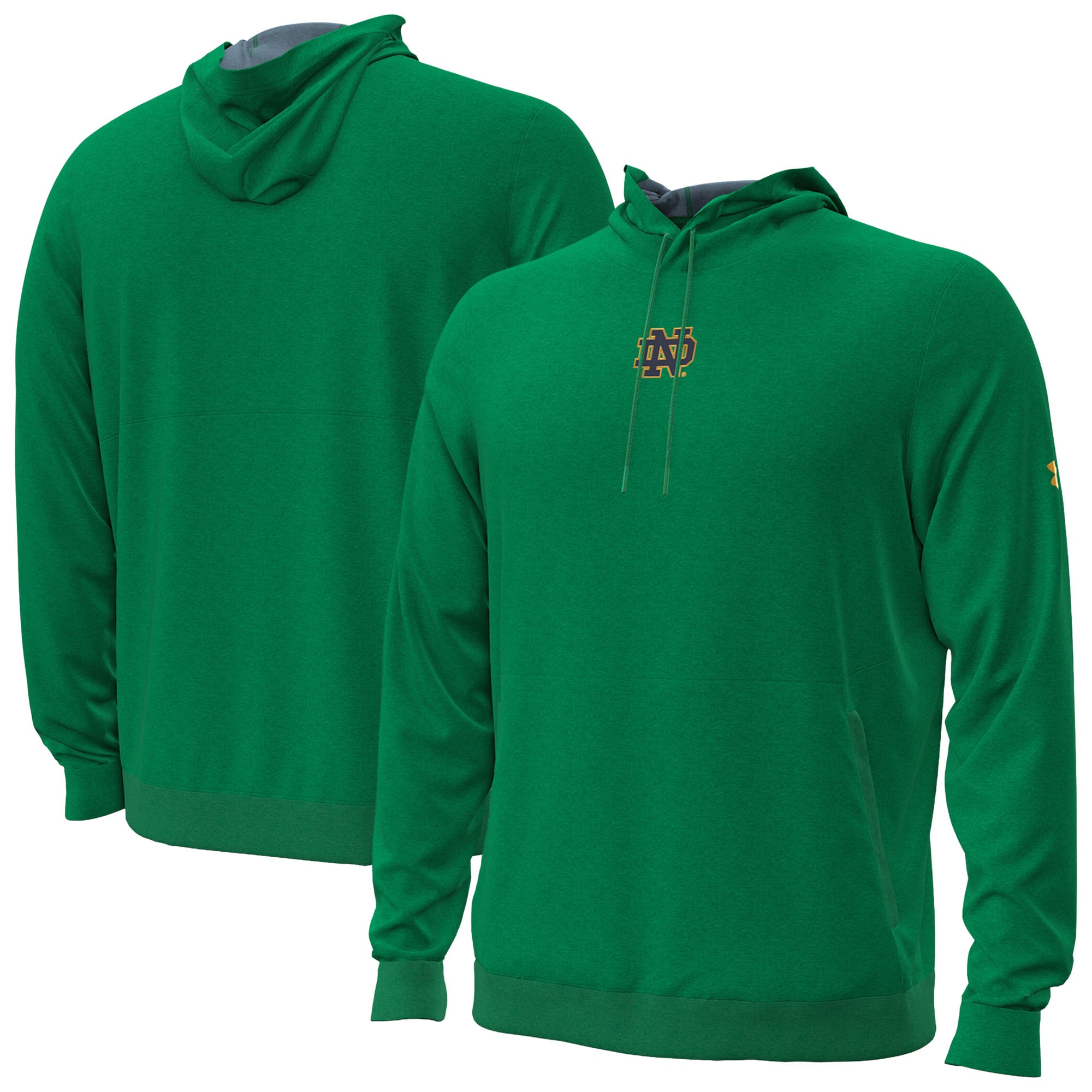 Sweat à capuche Under Armour vert Notre Dame Fighting Irish 2026 Sideline Meridian pour homme
