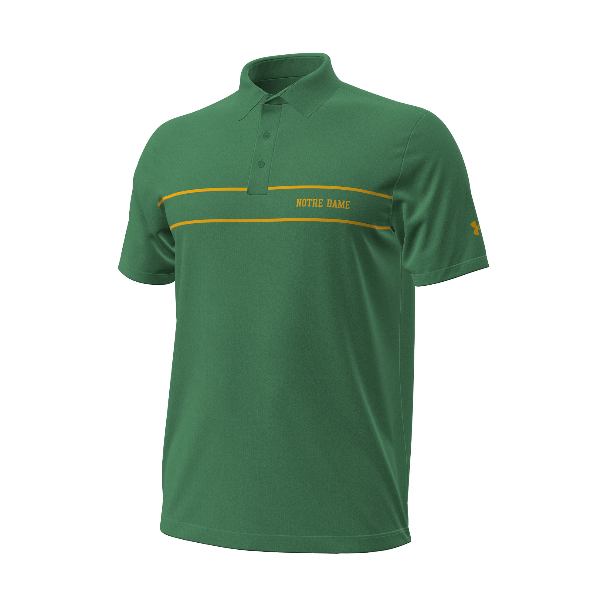Polo Under Armour bleu marine Notre Dame Fighting Irish 2026 à rayures sur la poitrine, pour homme