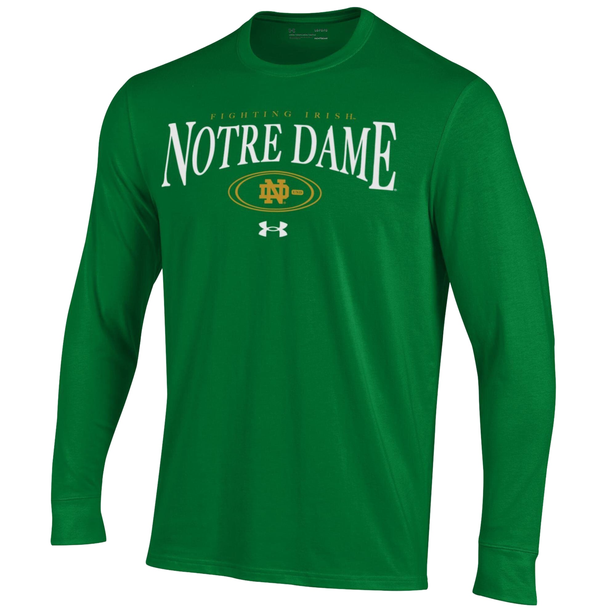 Men's Under Armour Navy Notre Dame Fighting Irish 2026 Sideline Performance Cotton Long Sleeve T-Shirt