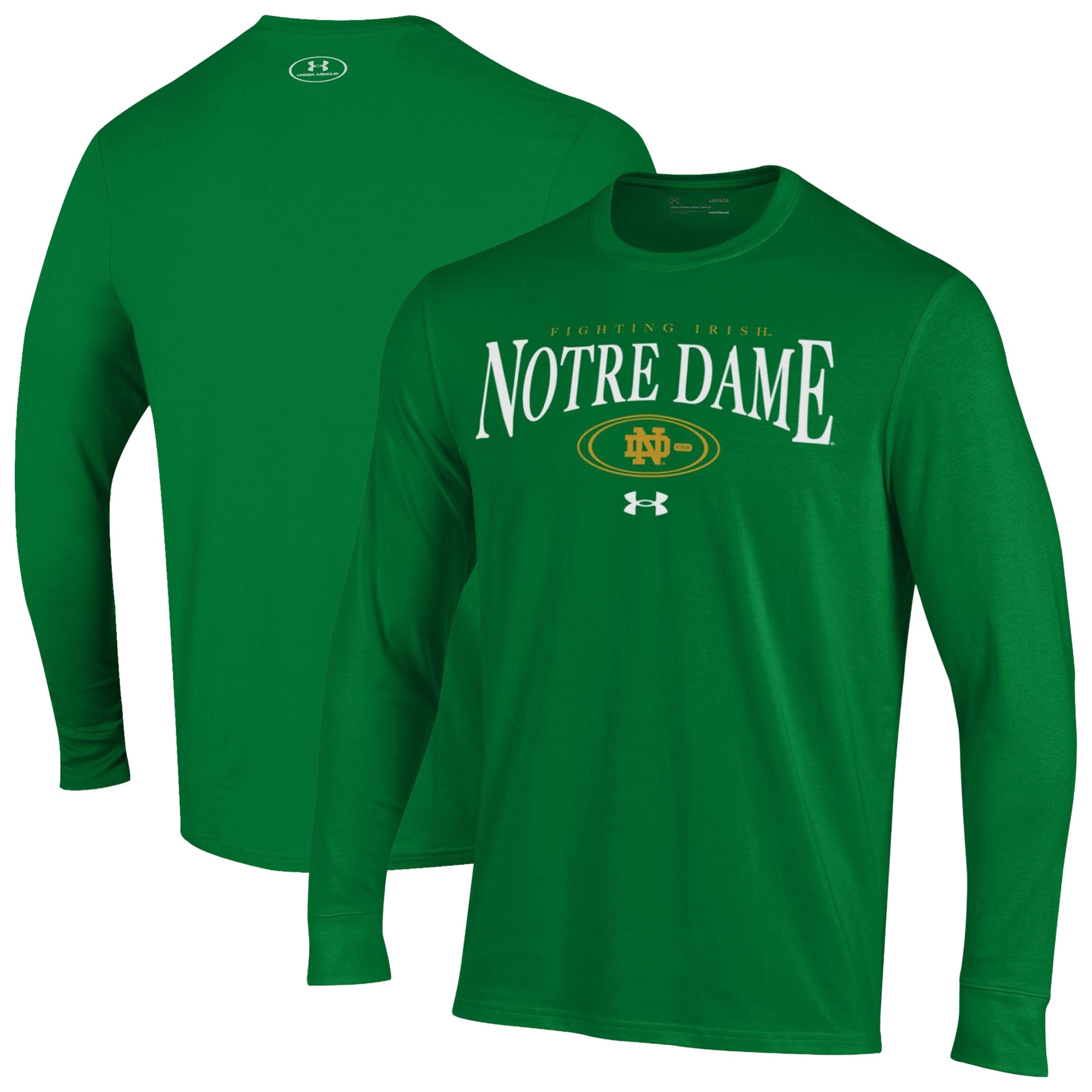 Men's Under Armour Navy Notre Dame Fighting Irish 2026 Sideline Performance Cotton Long Sleeve T-Shirt