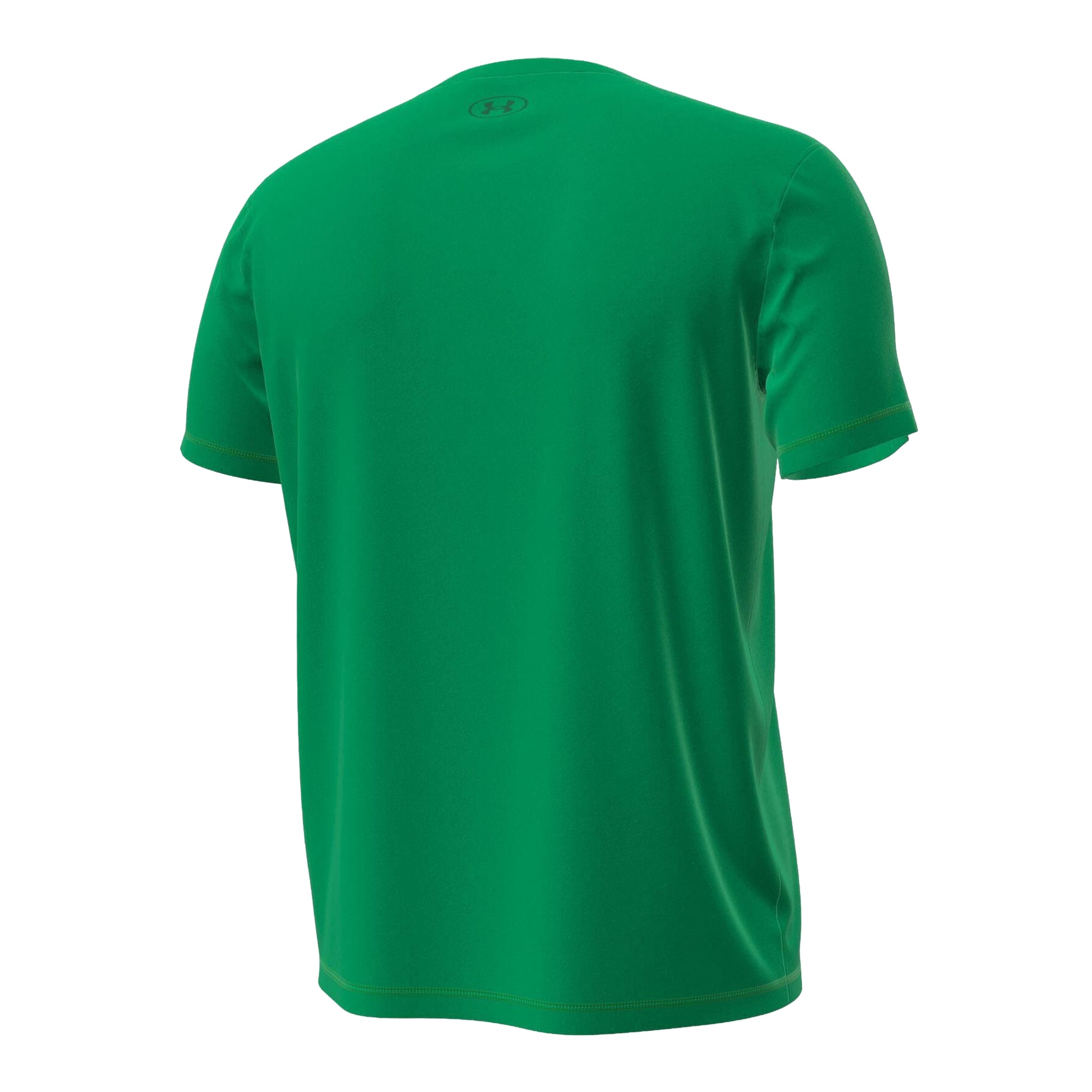 T-shirt extensible technique Under Armour vert Kelly pour homme, motif Leprechaun, de l'équipe basketball Notre Dame Fighting Irish.