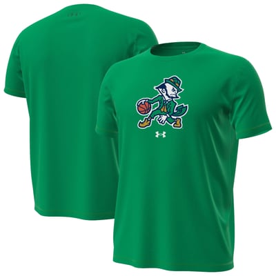 Notre Dame Fighting Irish Under Armour Basketball Leprechaun Tech Stretch T-Shirt - Kelly Green