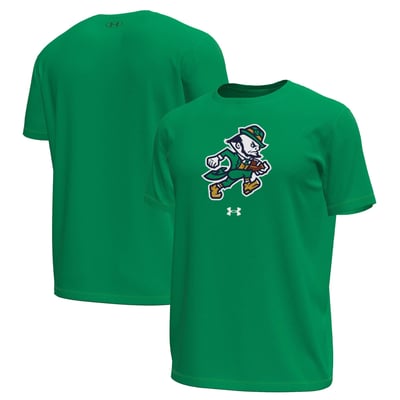 Notre Dame Fighting Irish Under Armour  Football Leprechaun Tech Stretch T-Shirt - Kelly Green