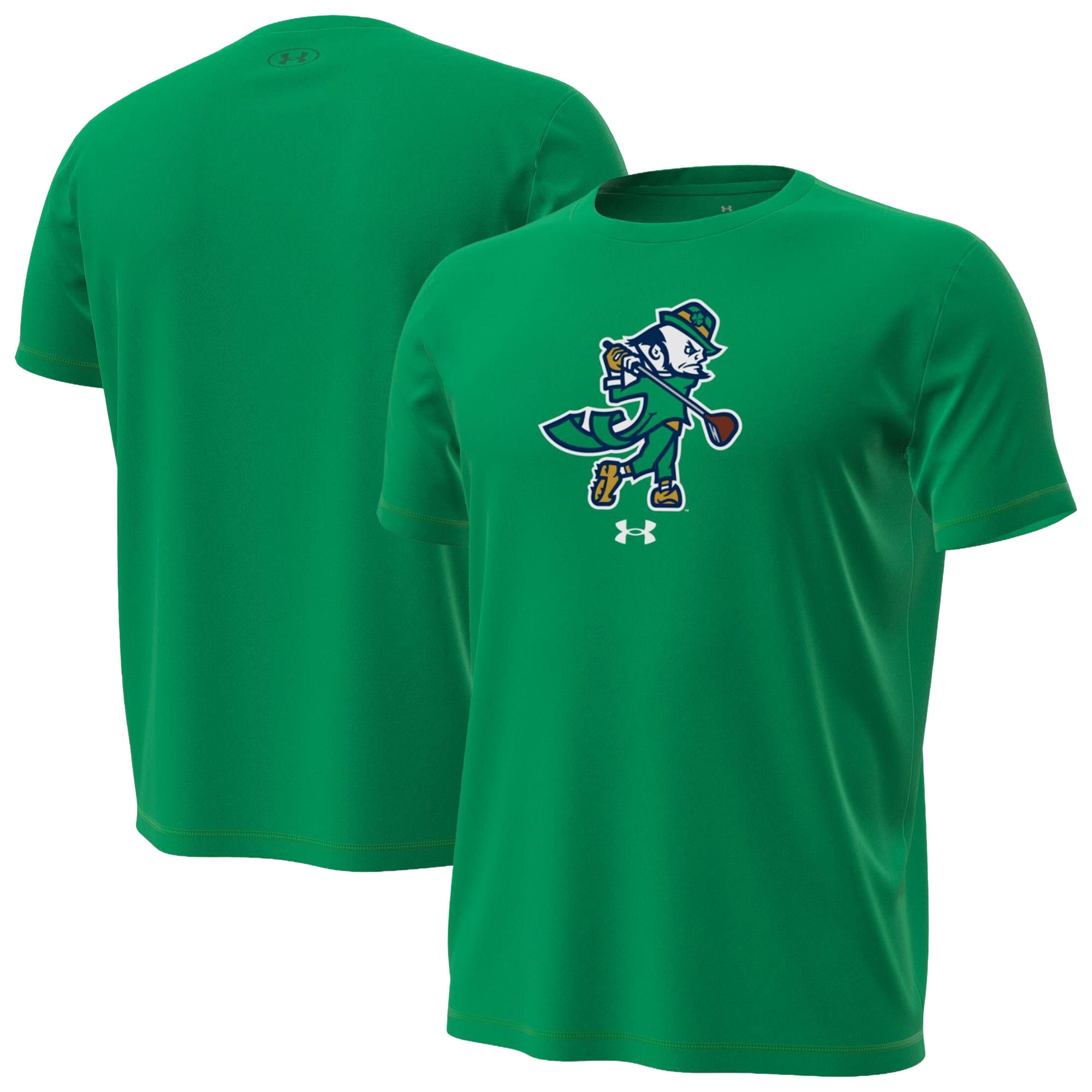 T-shirt technique extensible Under Armour bleu marine Notre Dame Fighting Irish Golf Leprechaun pour homme