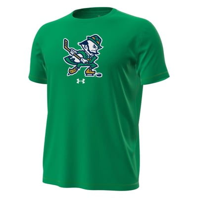 Notre Dame Fighting Irish Under Armour Hockey Leprechaun Tech Stretch T-Shirt - Kelly Green