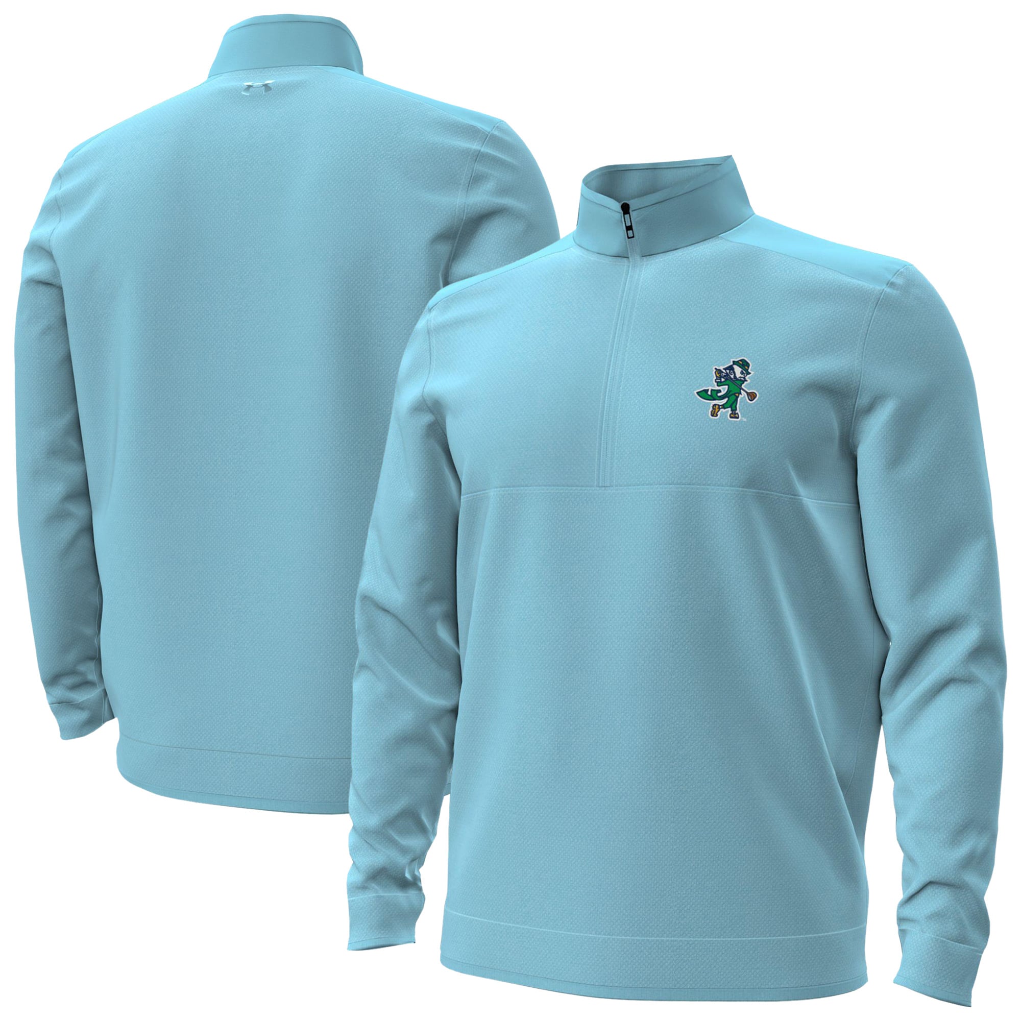 Pull Under Armour bleu clair pour homme, modèle Leprechaun Fairway, clair, à col zippé.