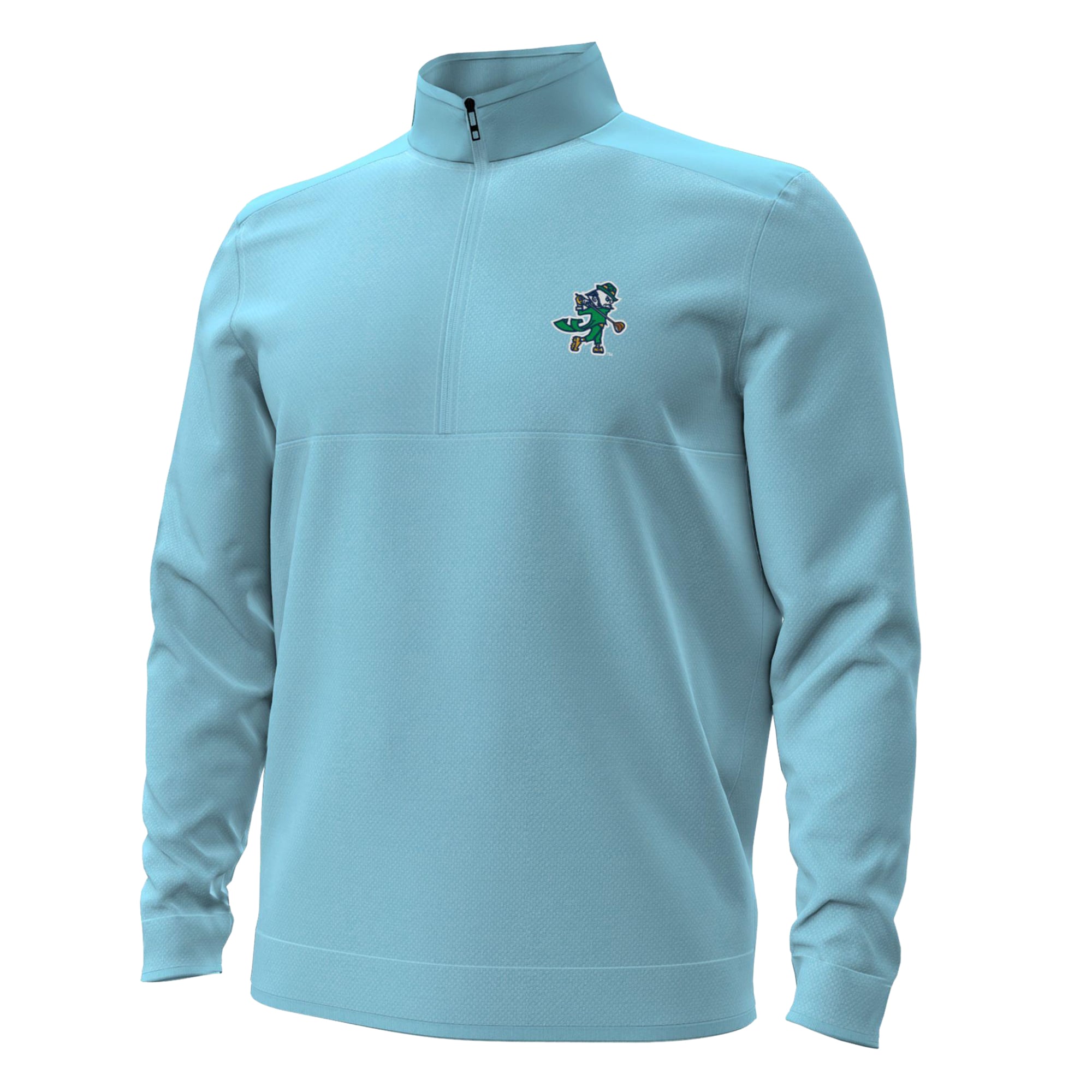 Pull Under Armour bleu clair pour homme, modèle Leprechaun Fairway, clair, à col zippé.
