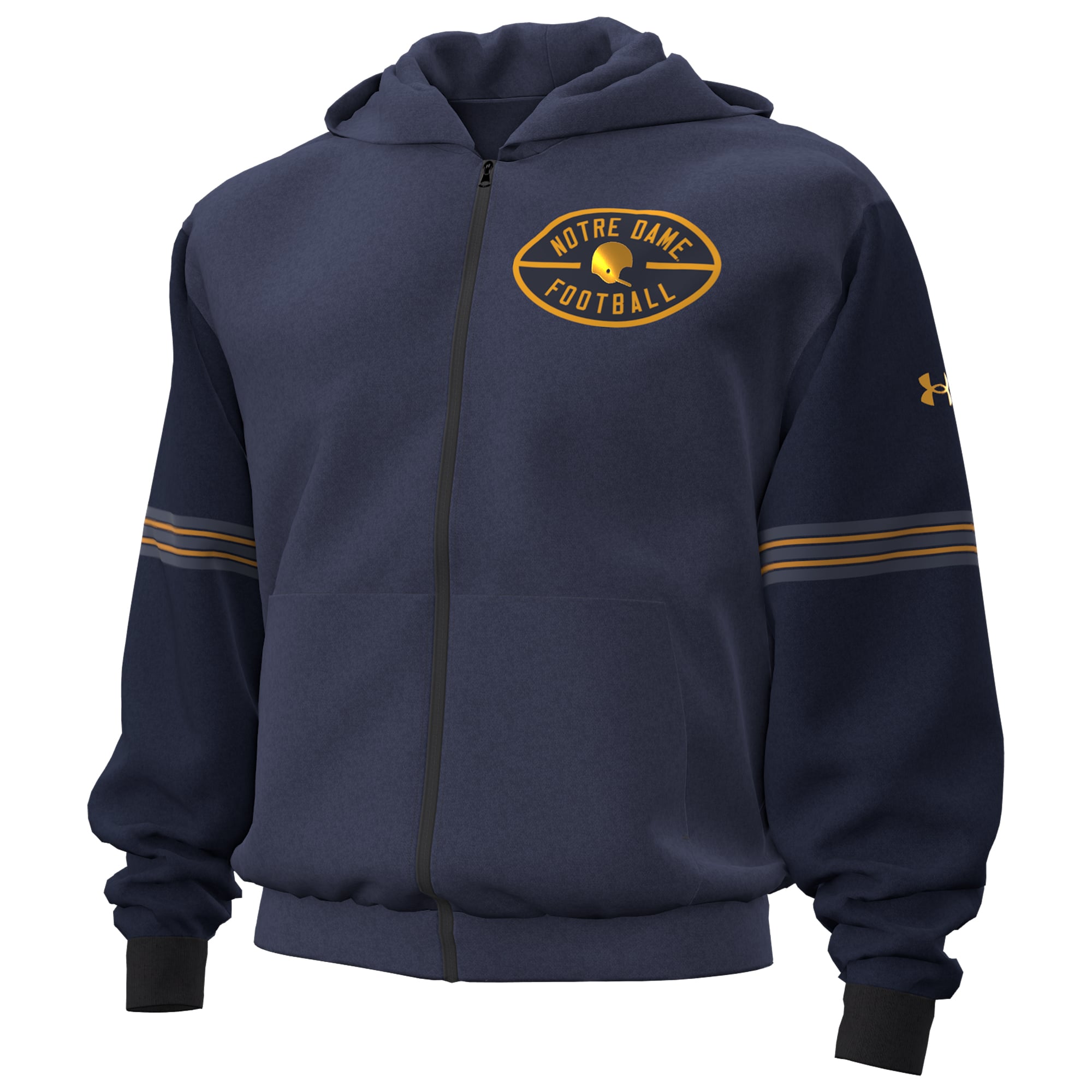 Sweat à capuche zippé Under Armour bleu marine Notre Dame Fighting Irish 2026 Shamrock Series Icon pour homme