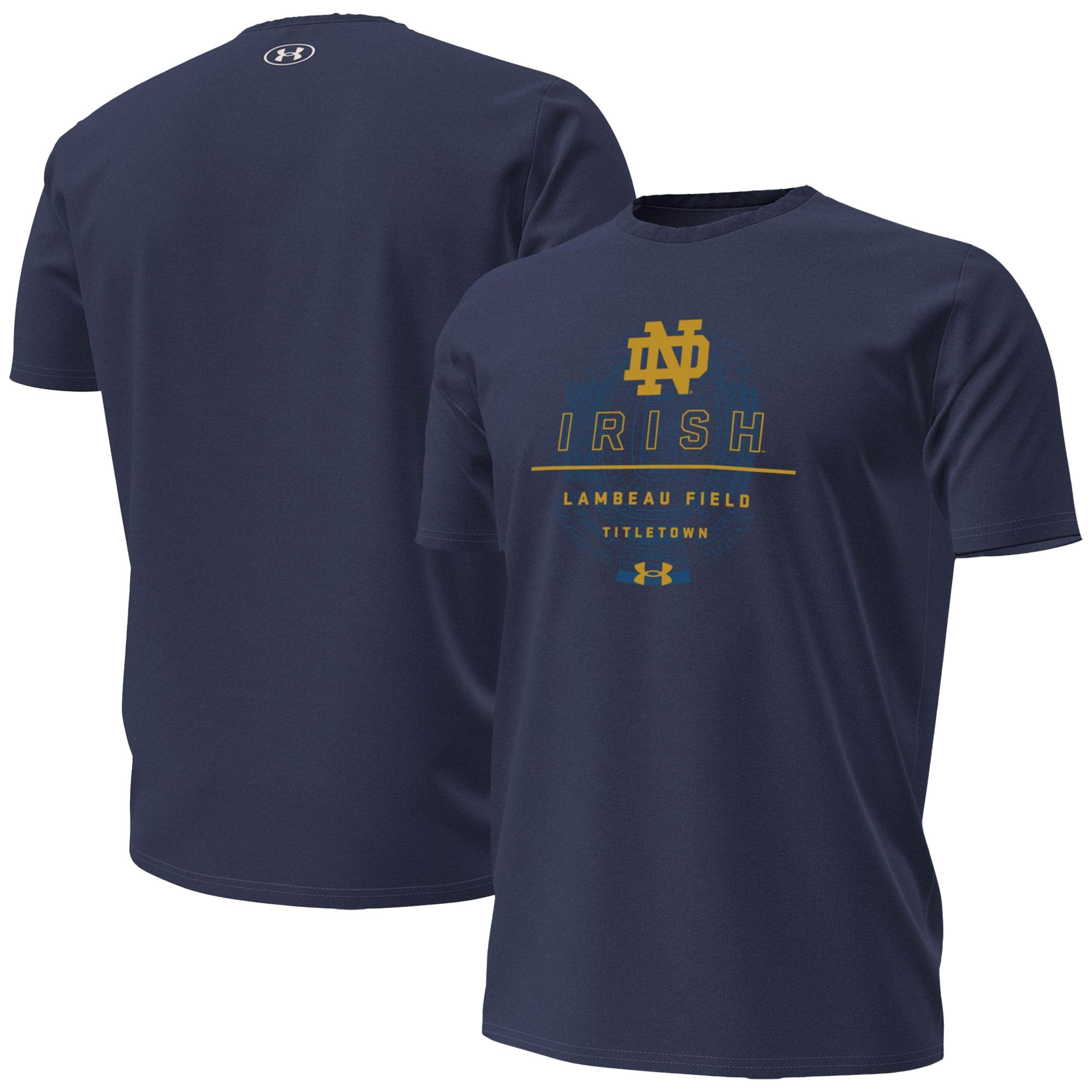 Men's Under Armour  Navy Notre Dame Fighting Irish 2026 Shamrock Series Lambeau Overlay Performance Cotton T-Shirt