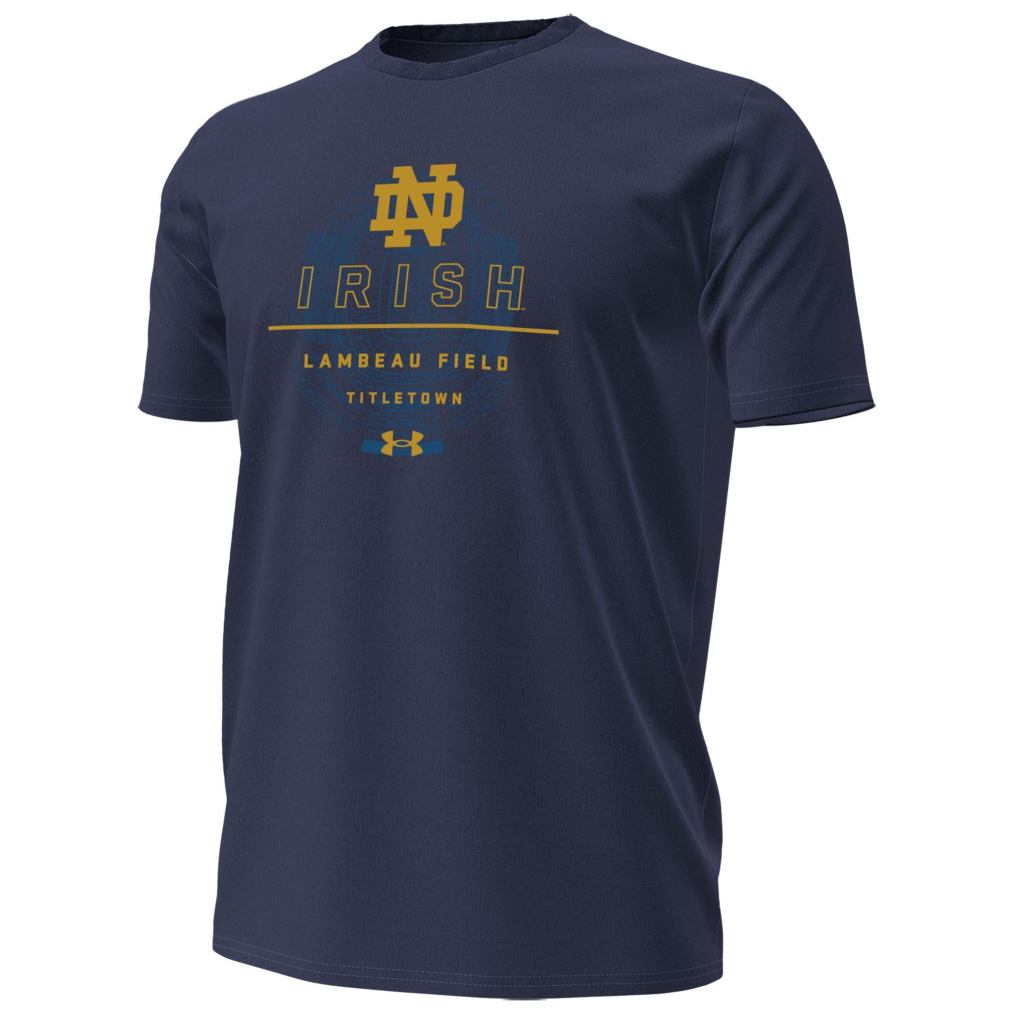 Men's Under Armour  Navy Notre Dame Fighting Irish 2026 Shamrock Series Lambeau Overlay Performance Cotton T-Shirt
