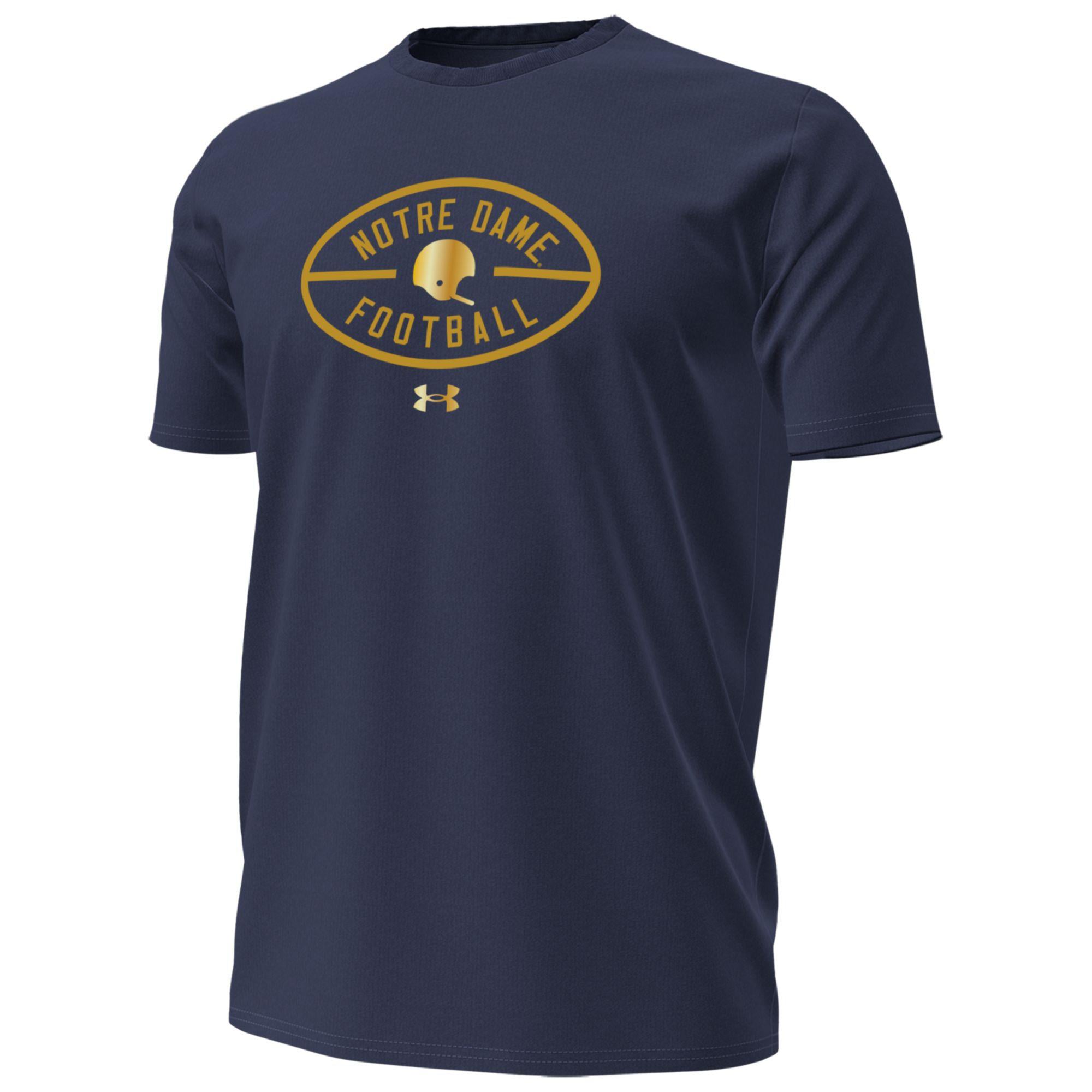 Men's Under Armour  Navy Notre Dame Fighting Irish 2026 Shamrock Series Metallic Football Icon Performance Cotton T-Shirt