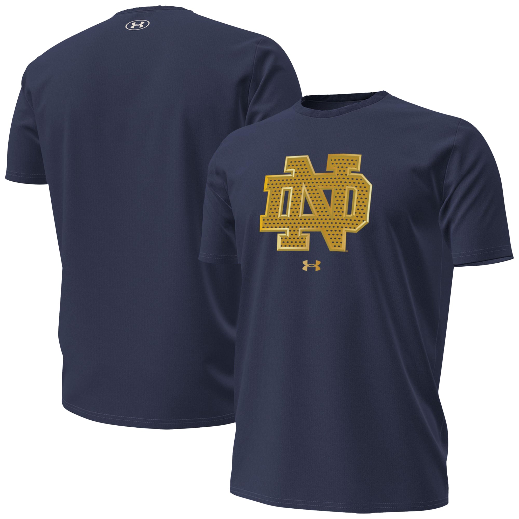 Men's Under Armour Navy Notre Dame Fighting Irish 2026 Shamrock Series Metallic Jersey Performance Cotton T-Shirt