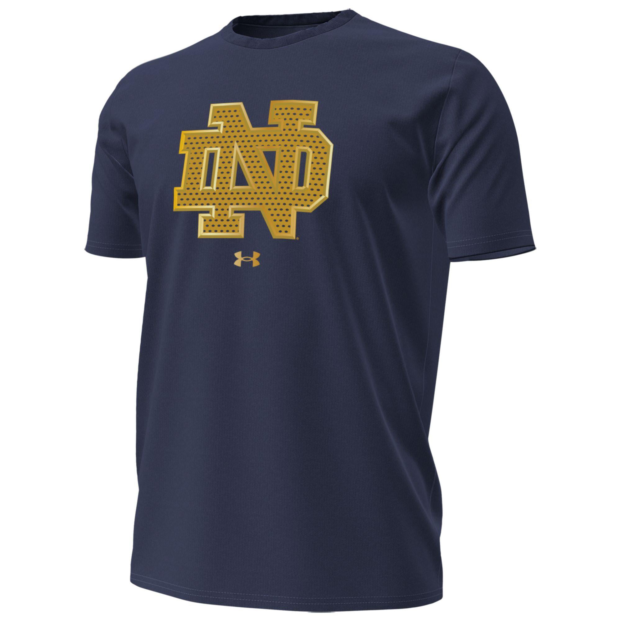 Men's Under Armour Navy Notre Dame Fighting Irish 2026 Shamrock Series Metallic Jersey Performance Cotton T-Shirt
