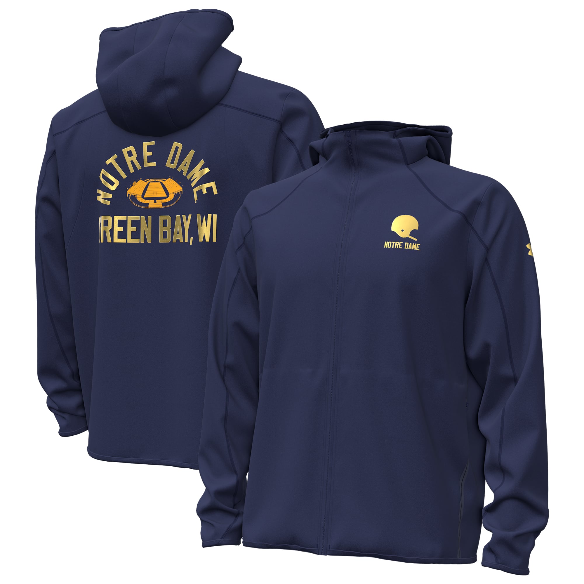 Men's Under Armour Navy Notre Dame Fighting Irish 2026 Shamrock Series Unstoppable Full-Zip Hooded Jacket