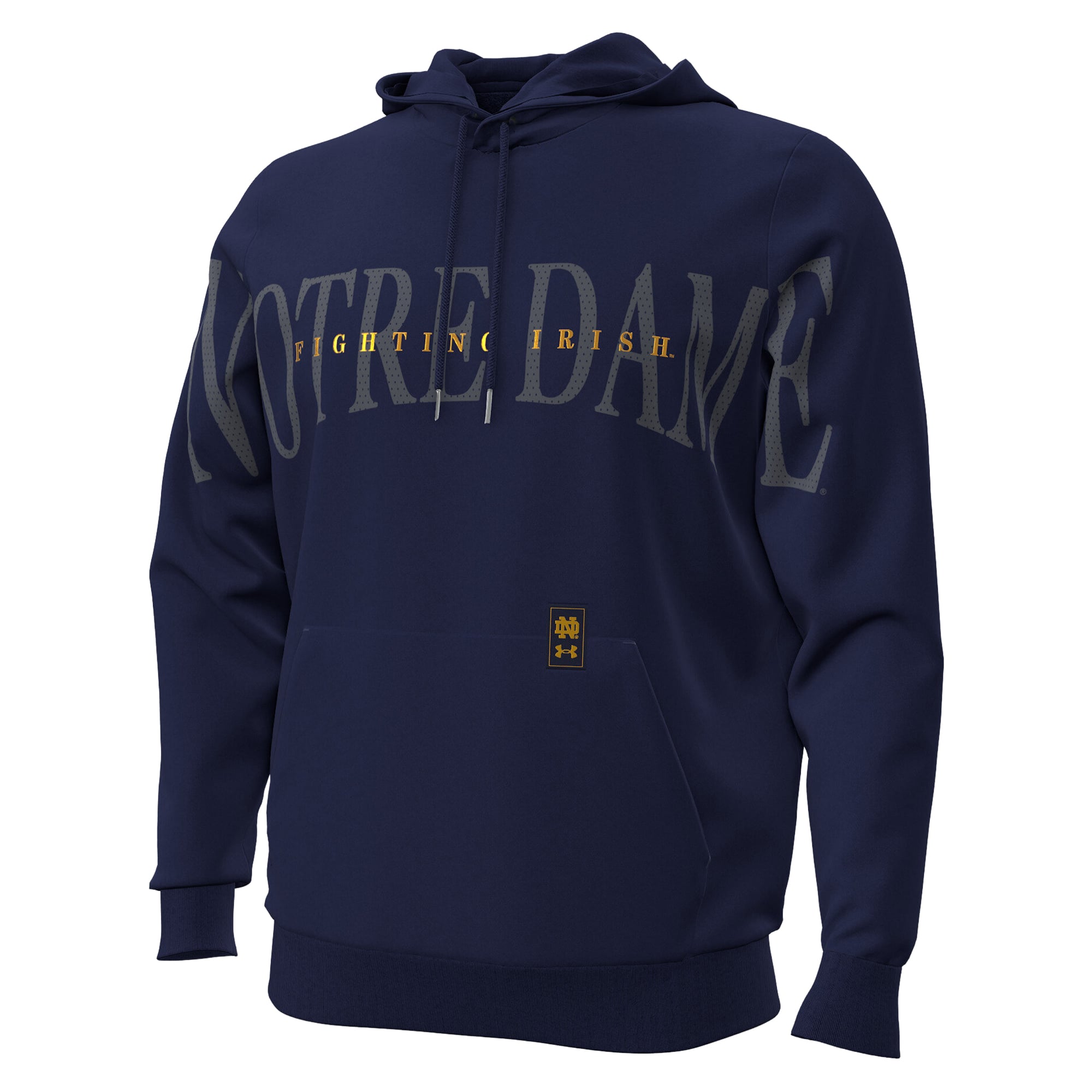 Sweat à capuche en polaire Under Armour bleu marine Notre Dame Fighting Irish 2026 Sideline Overlay Icon pour homme