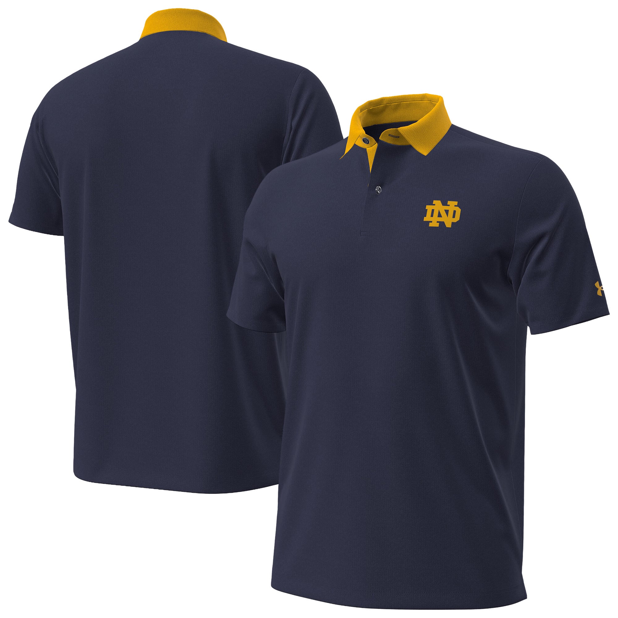 Polo de soirée Under Armour blanc pour homme, édition limitée Notre Dame Fighting Irish 2026.