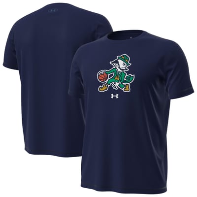 Notre Dame Fighting Irish Under Armour Basketball Leprechaun Tech Stretch T-Shirt - Navy