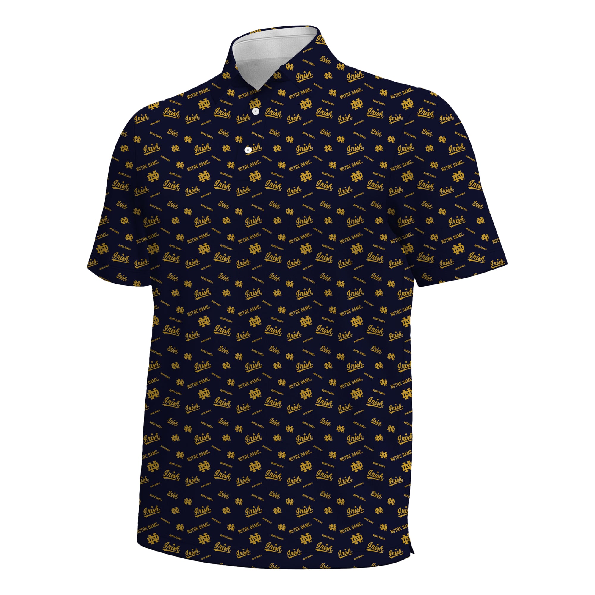 Polo Under Armour Armourfuse bleu marine pour homme, édition spéciale Notre Dame Fighting Irish.