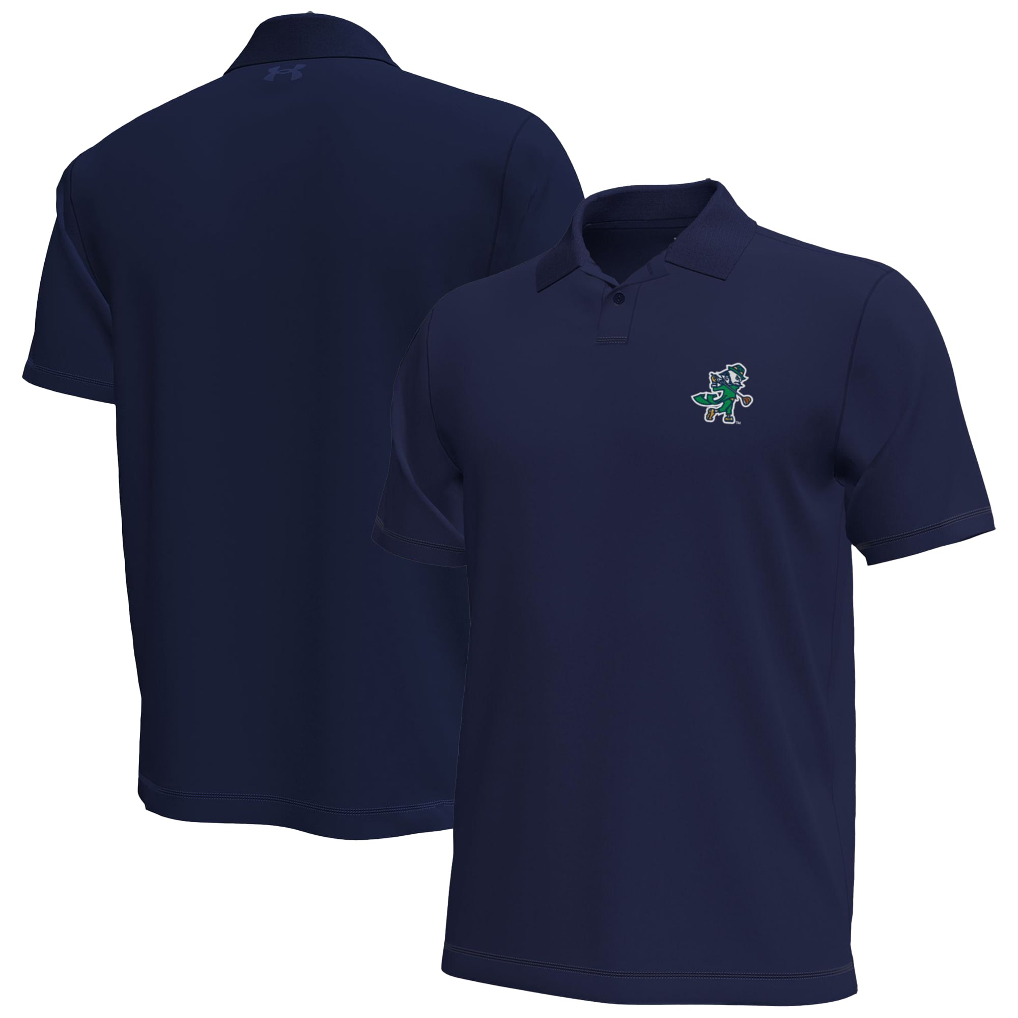 Men's Under Armour Navy Notre Dame Fighting Irish Golf Leprechaun Lightweight Motion Polo